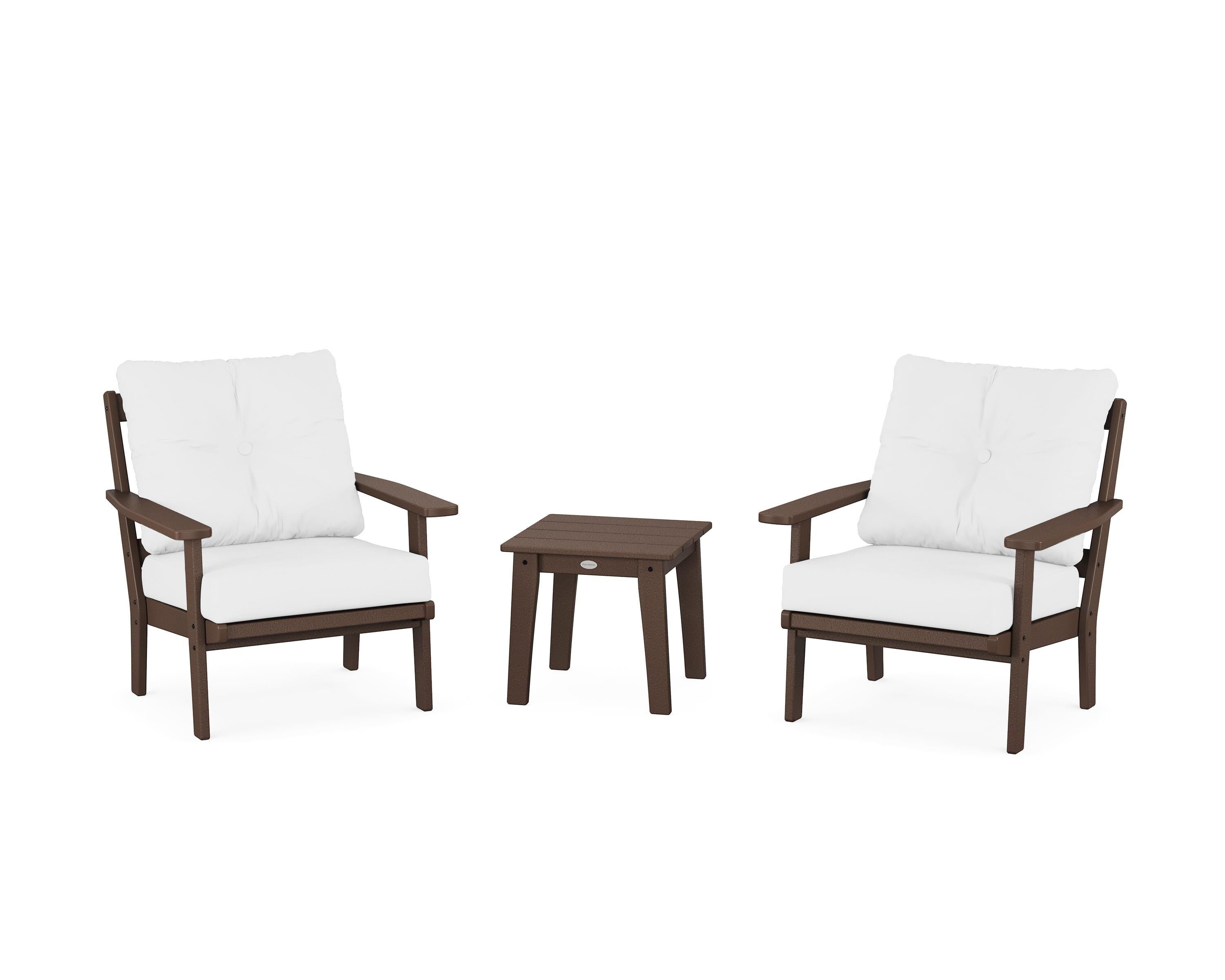 POLYWOOD Prairie 3-Piece Deep Seating Set in Mahogany / Natural