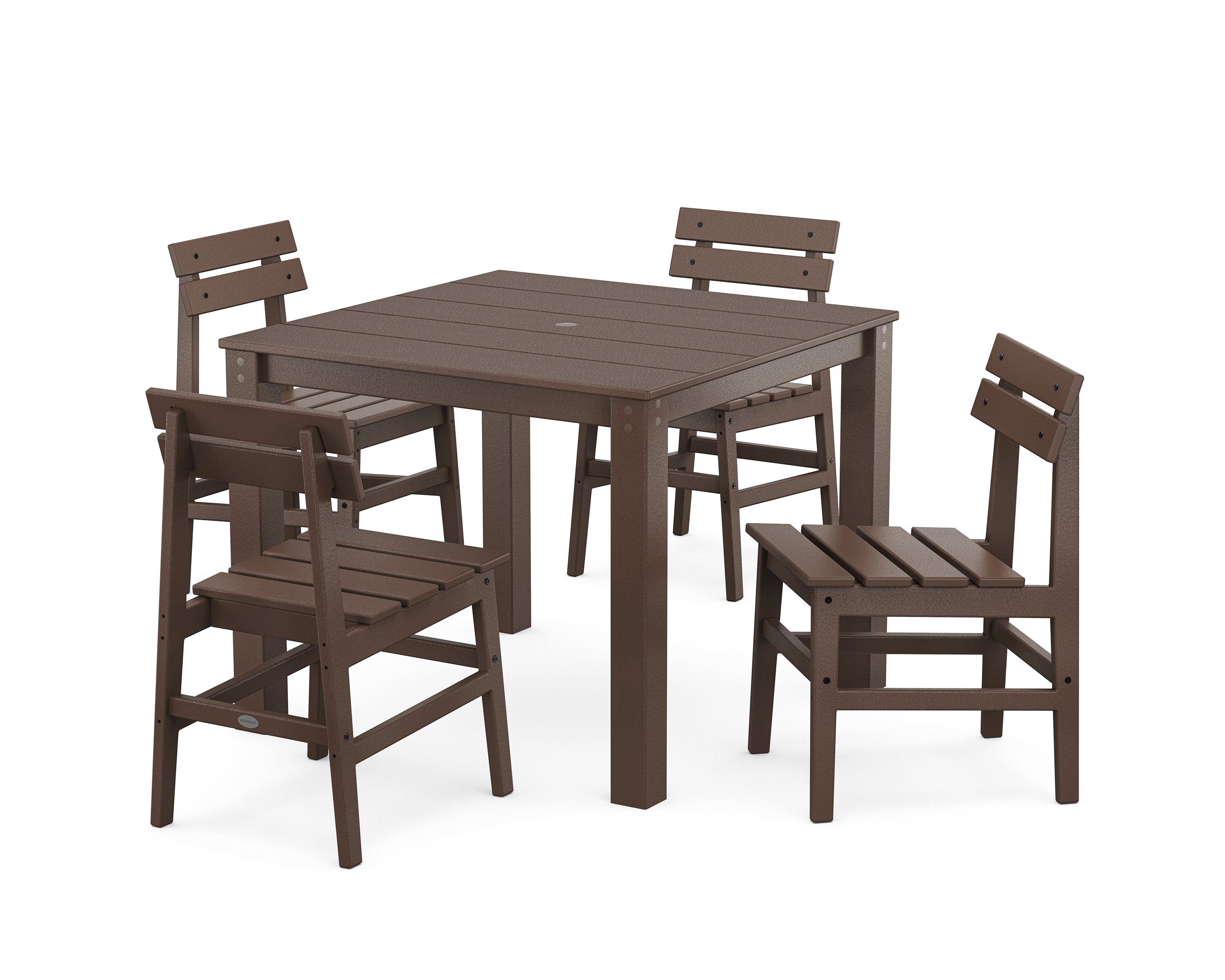 POLYWOOD Modern Studio Plaza Chair 5-Piece Parsons Dining Set in Mahogany