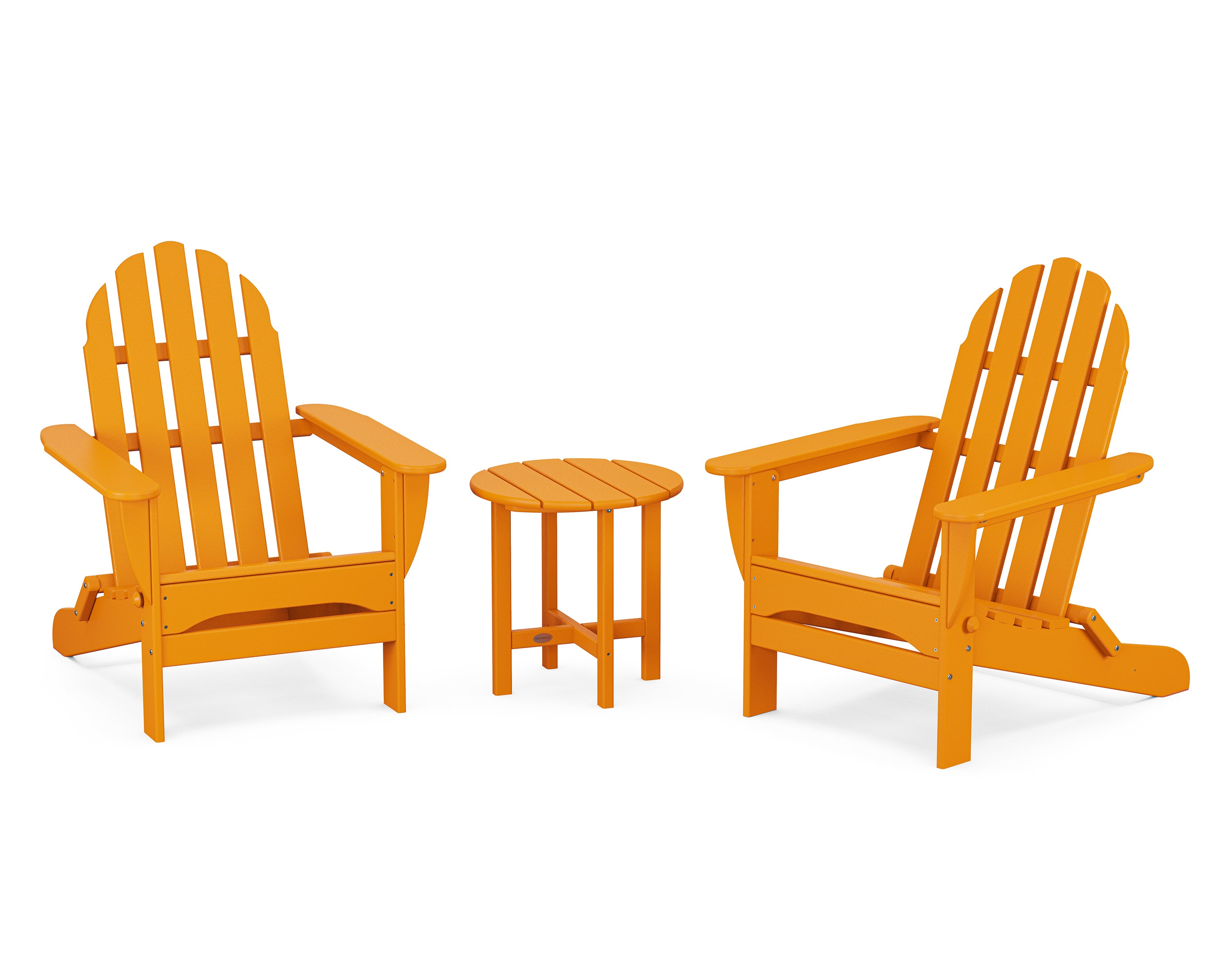 POLYWOOD Classic Folding Adirondack 3-Piece Set in Tangerine