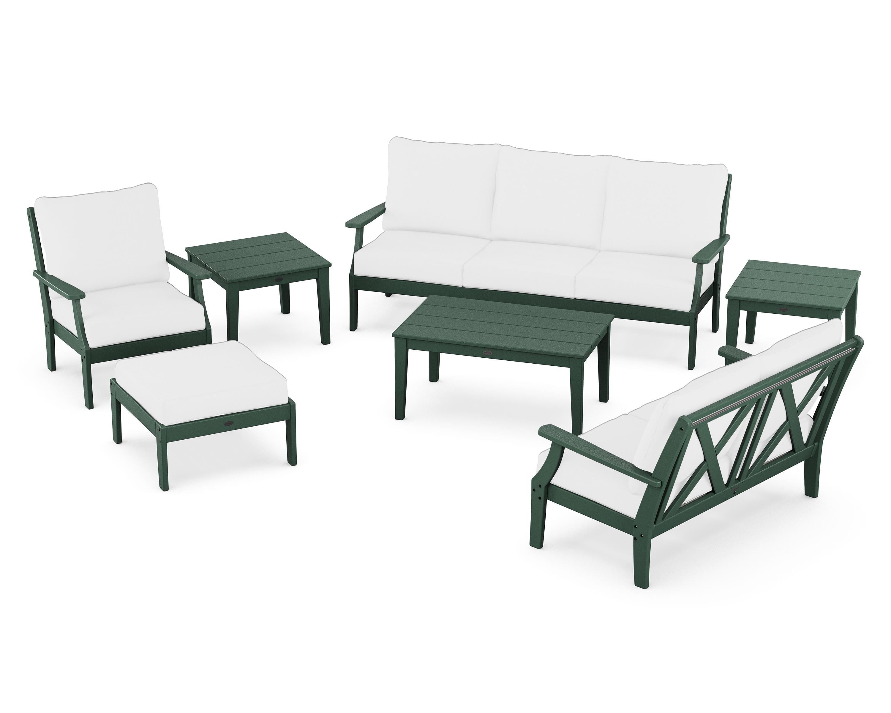 POLYWOOD Braxton 7-Piece Deep Seating Set in Green / Natural