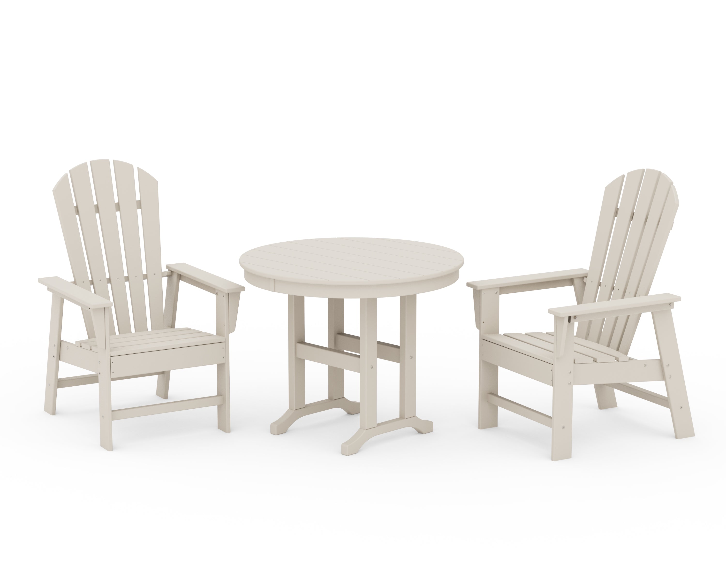 POLYWOOD South Beach 3-Piece Round Farmhouse Dining Set in Sand