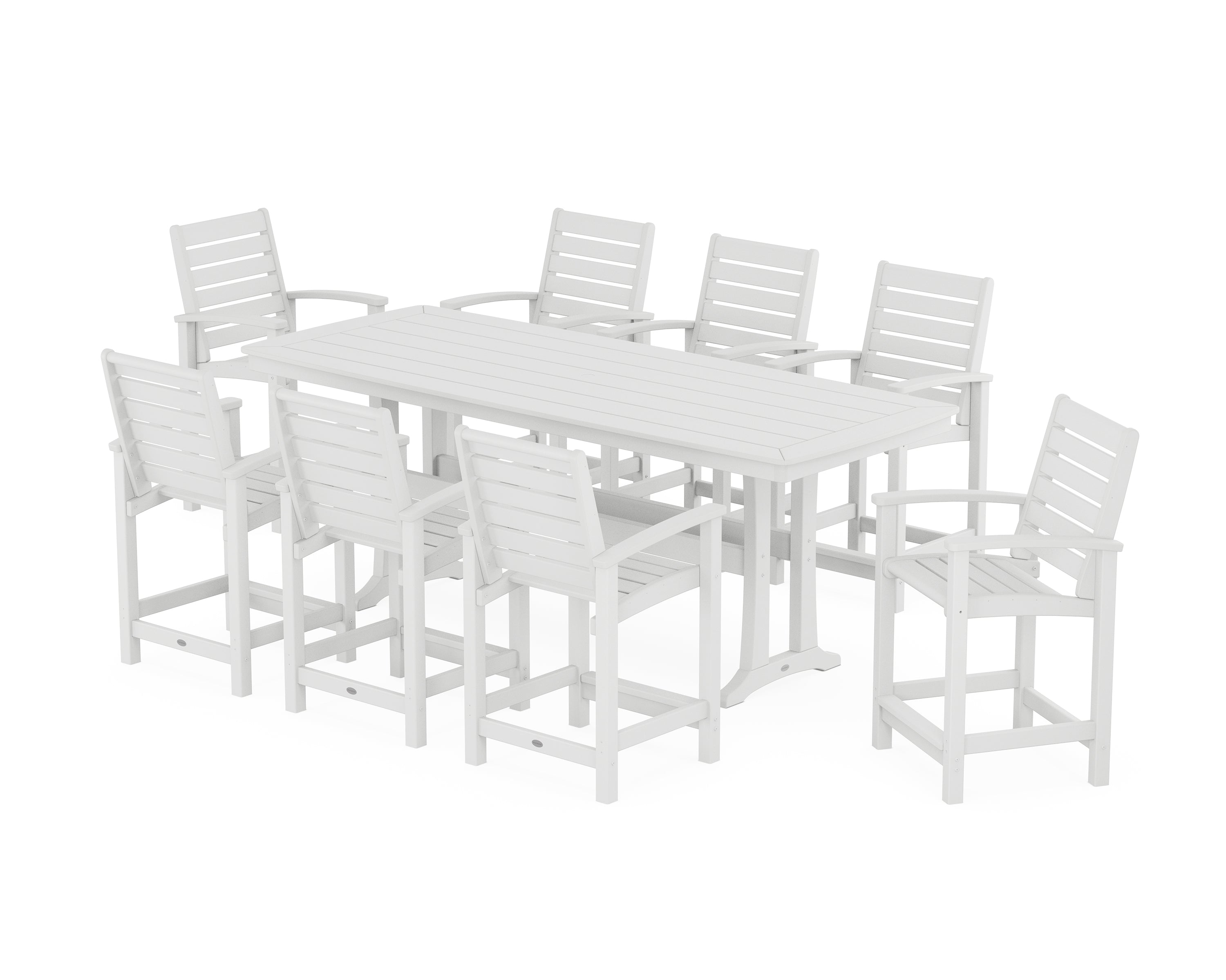 POLYWOOD Signature 9-Piece Counter Set with Trestle Legs in White