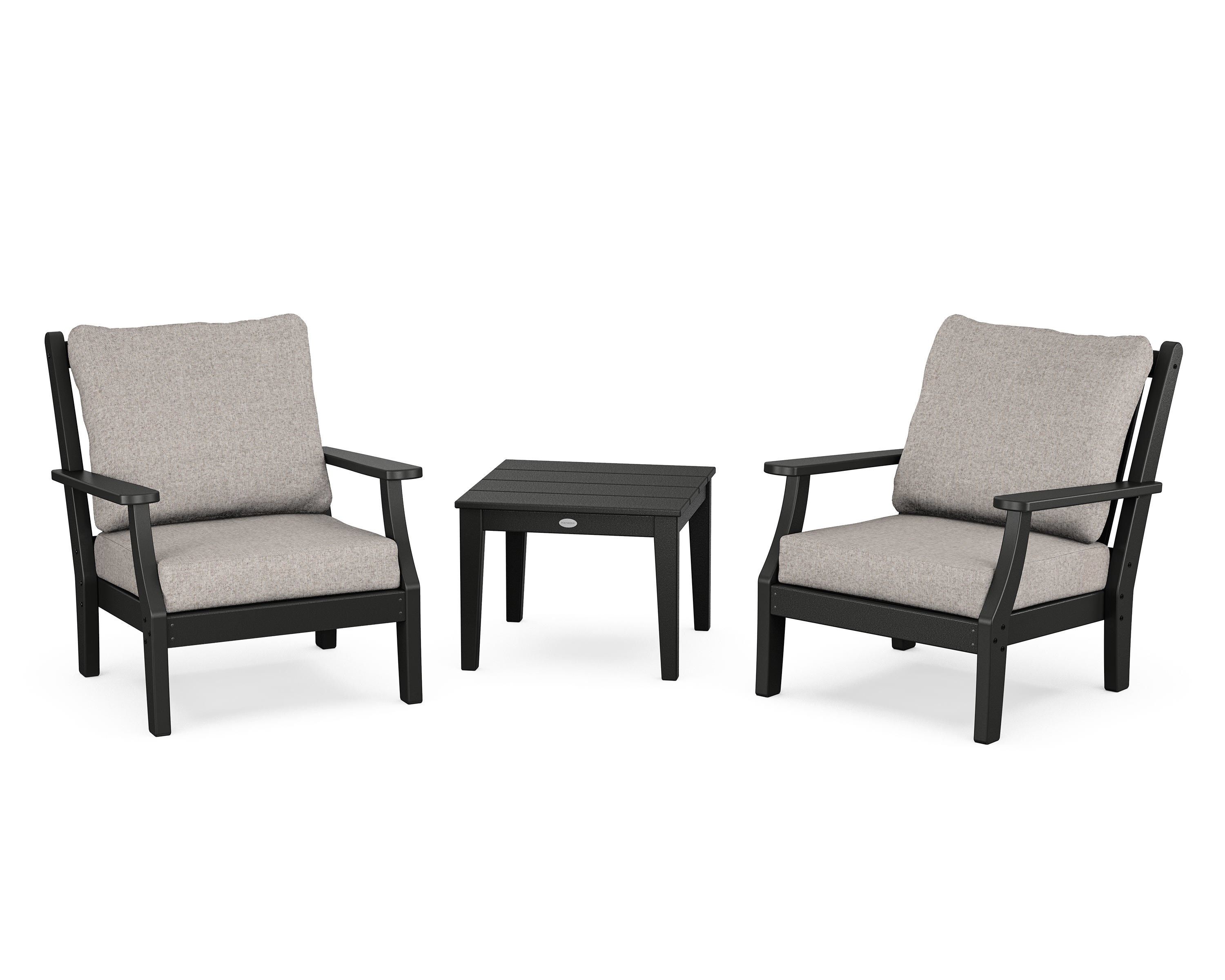 Country Living Wovendale 3-Piece Deep Seating Set in Black / Weathered Tweed