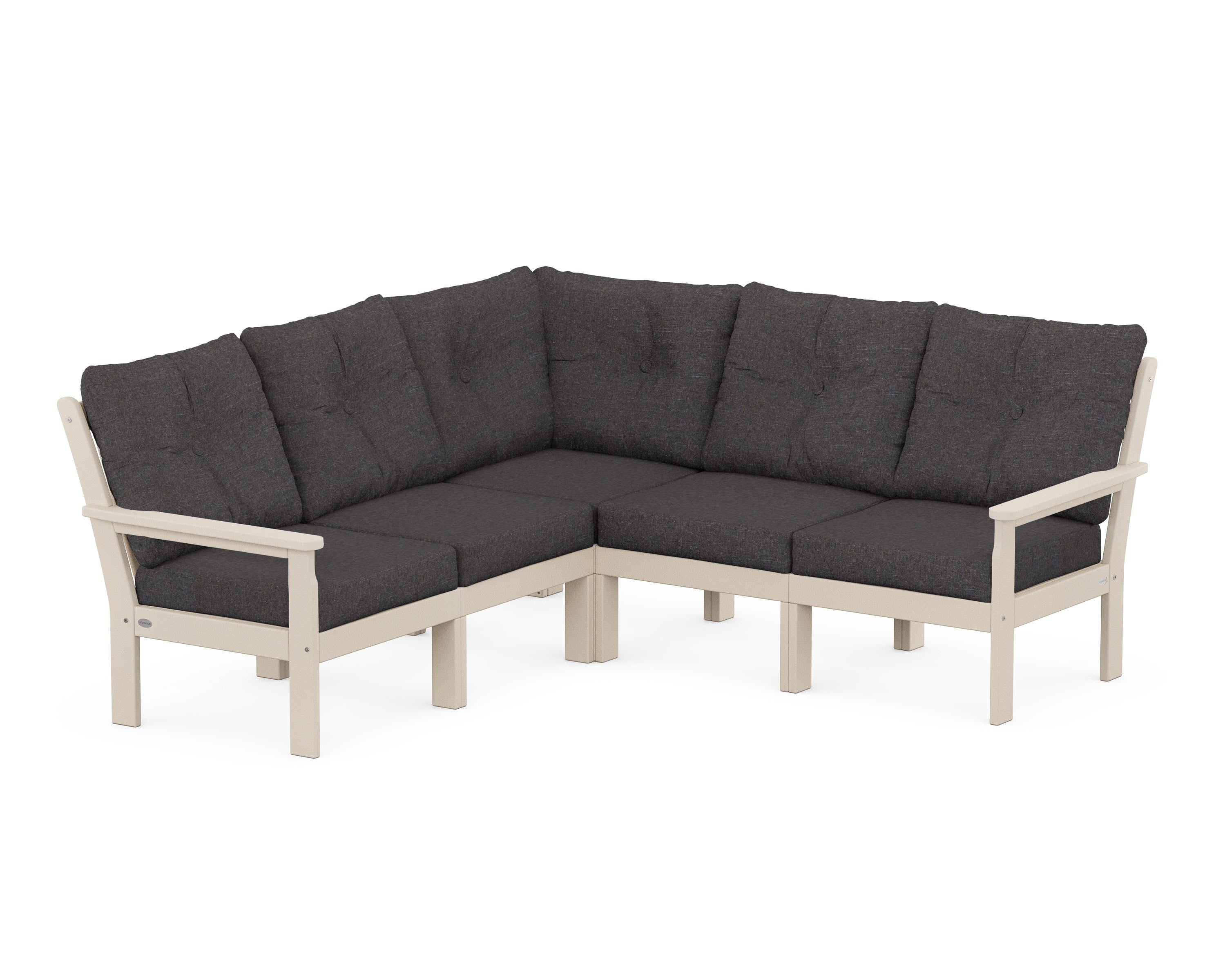 POLYWOOD Vineyard 5-Piece Sectional in Sand / Ash Charcoal