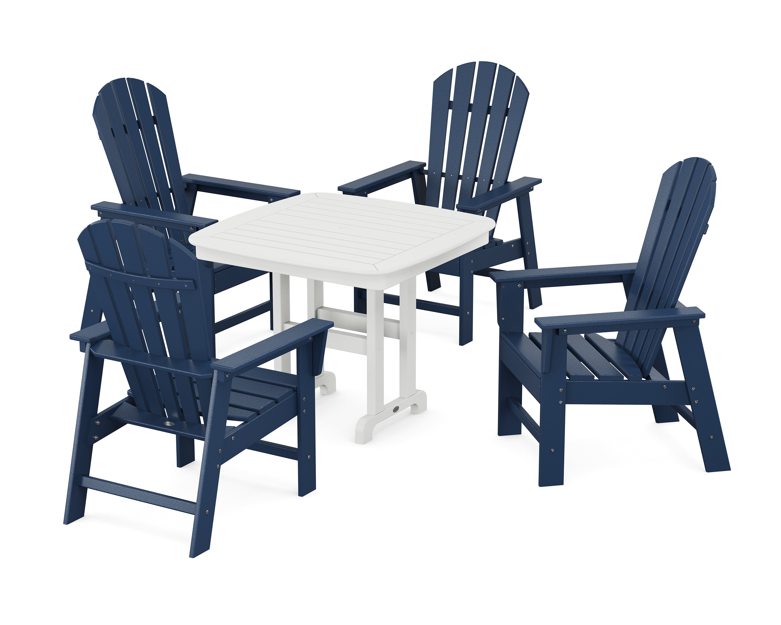 POLYWOOD South Beach 5-Piece Dining Set in Navy / White