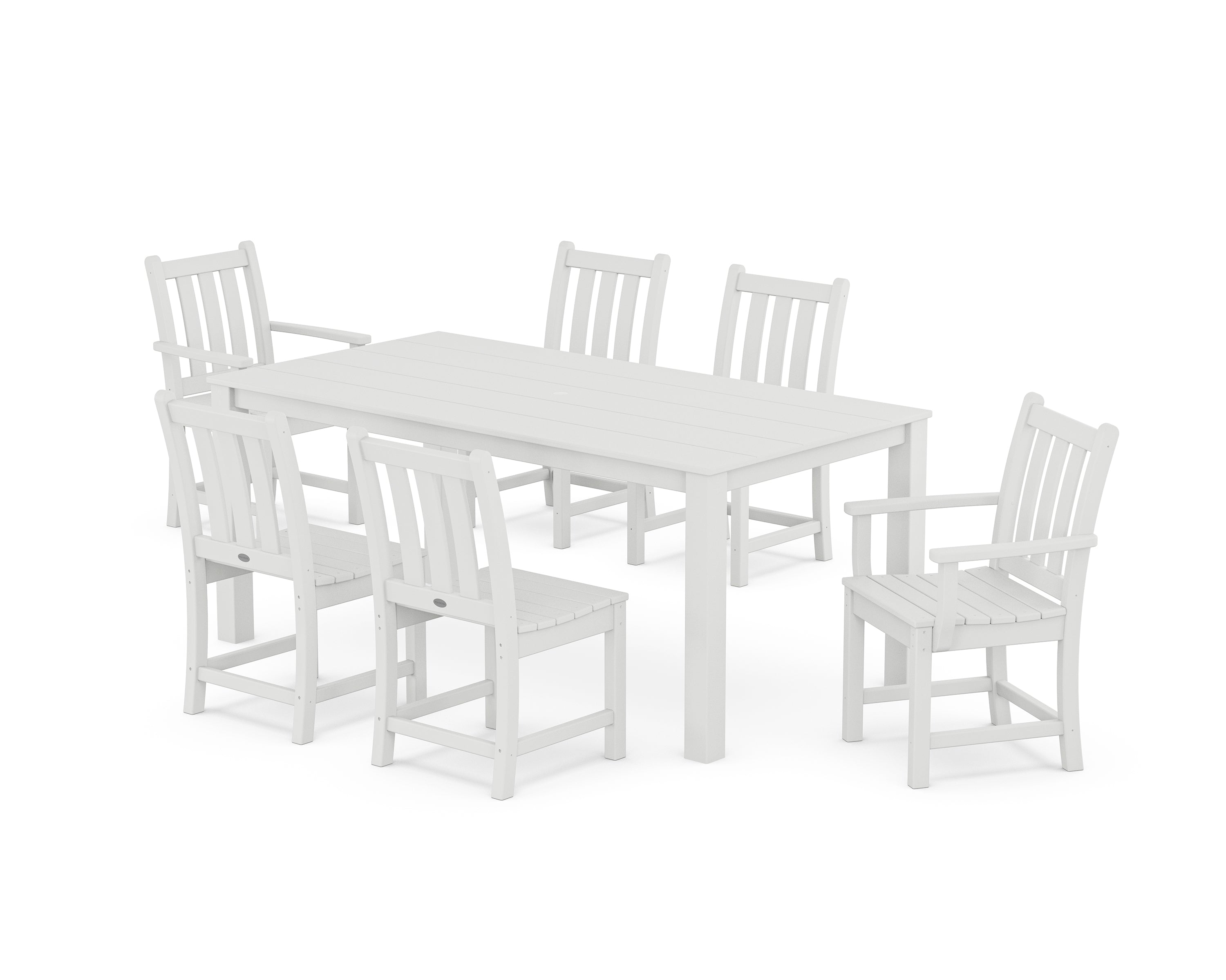 POLYWOOD Traditional Garden 7-Piece Parsons Dining Set in White