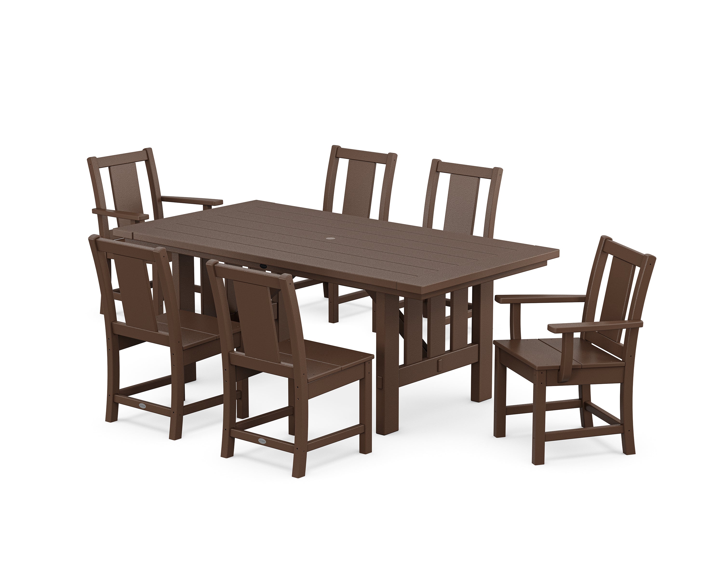 POLYWOOD Prairie 7-Piece Dining Set with Mission Table in Mahogany