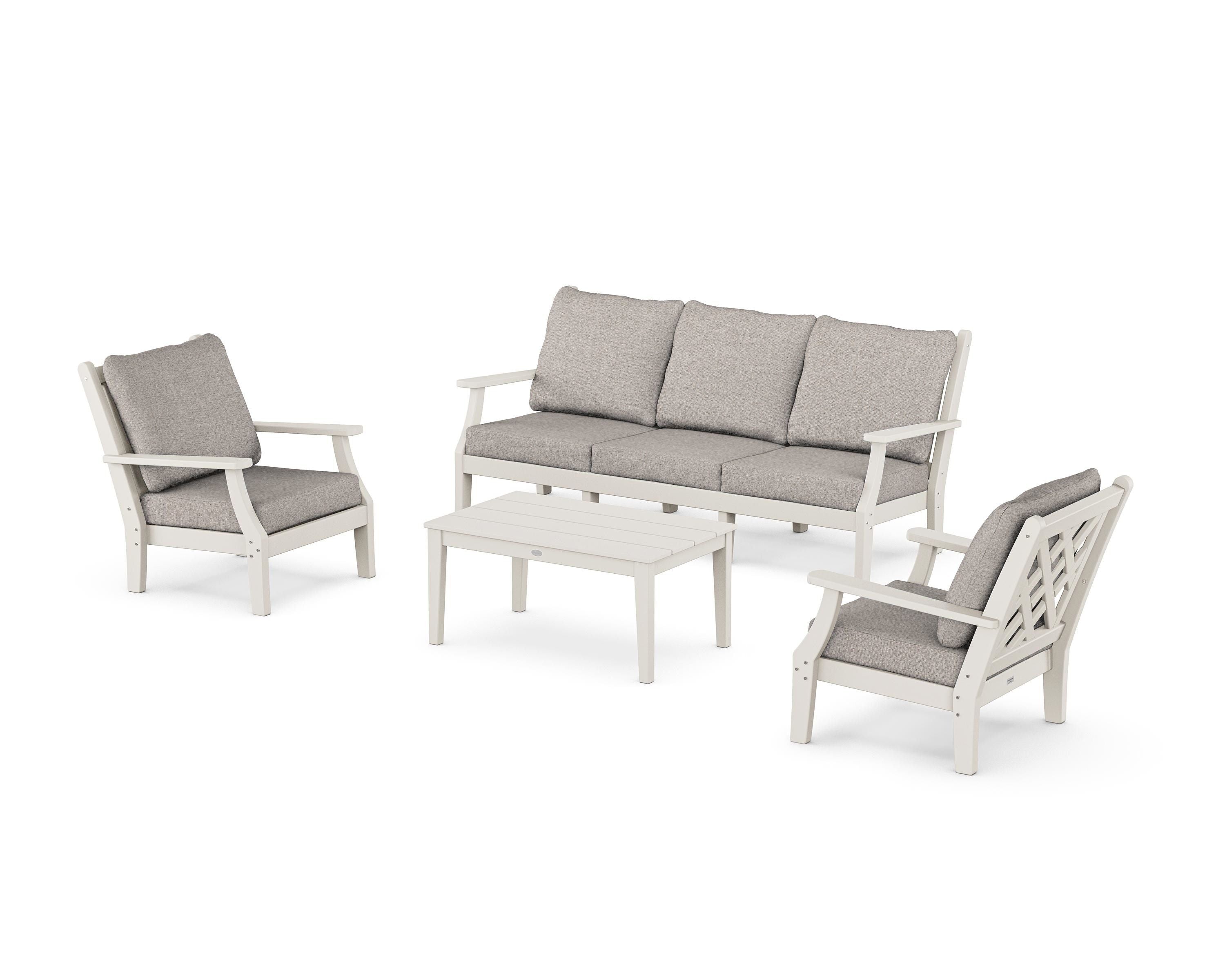 Country Living Wovendale 4-Piece Deep Seating Set with Sofa in Sand / Weathered Tweed
