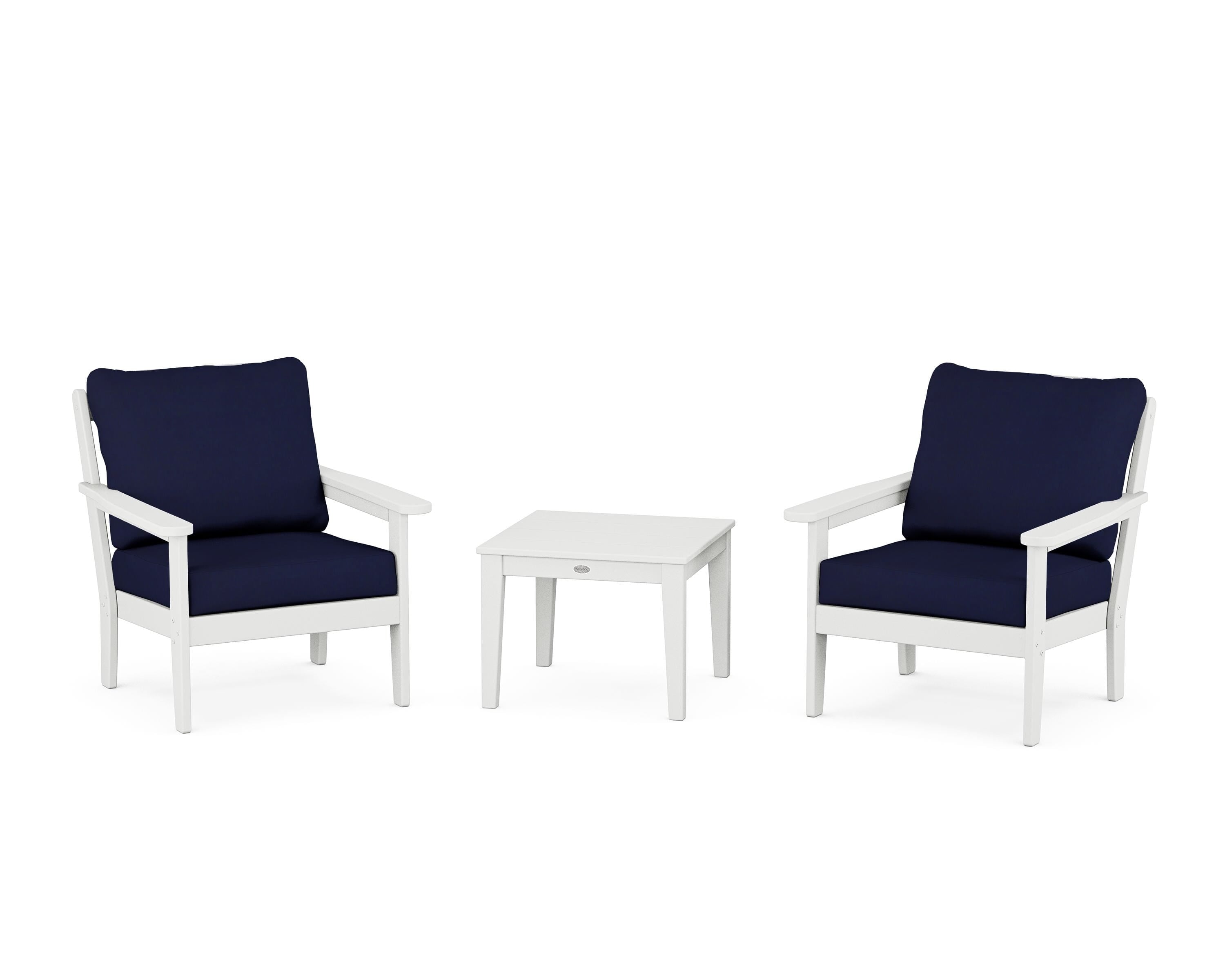 Country Living Cottage 3-Piece Deep Seating Set in White / Navy