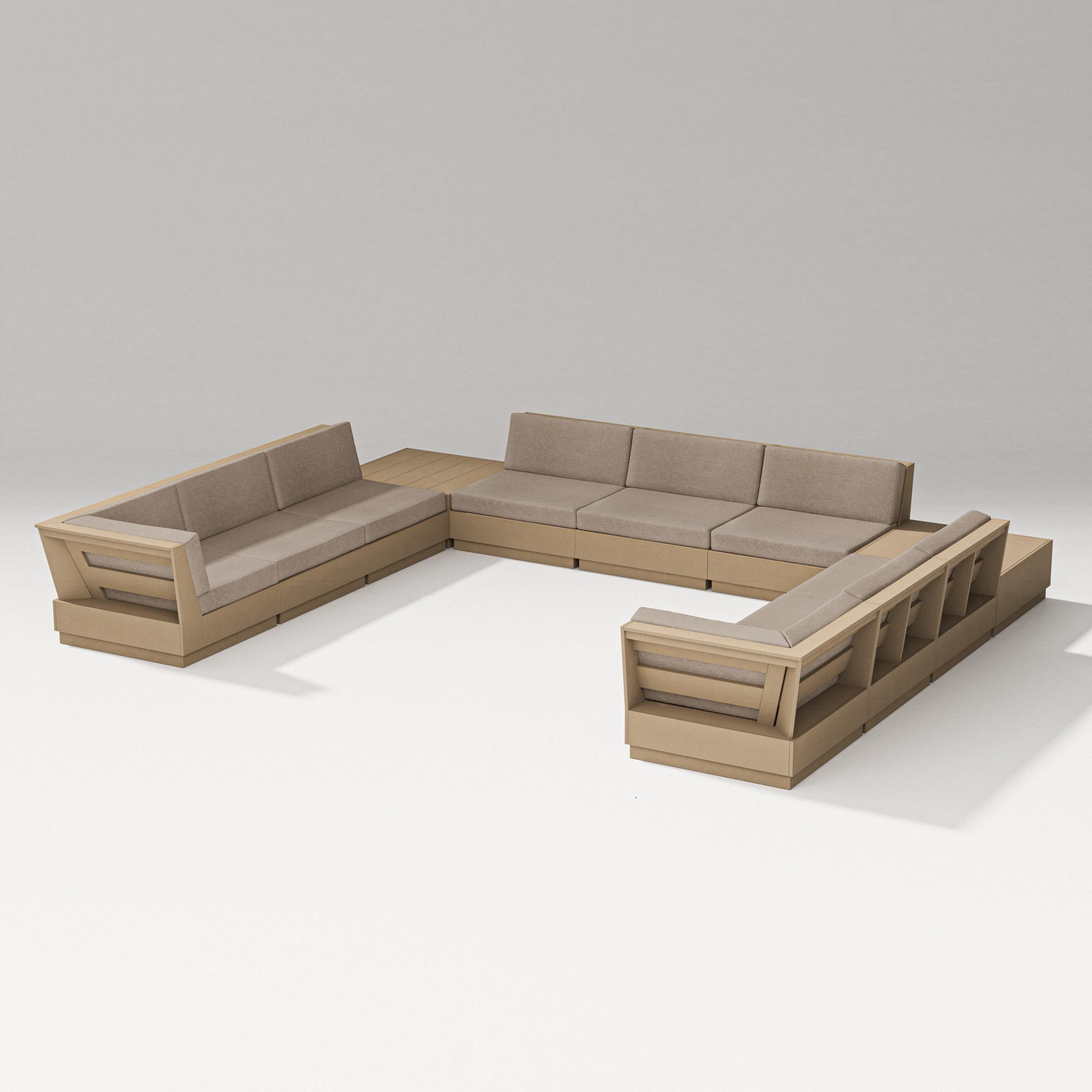PW Designer Series Elevate 11-Piece U-Shaped Sofa Sectional in Vintage Sahara / Spiced Burlap