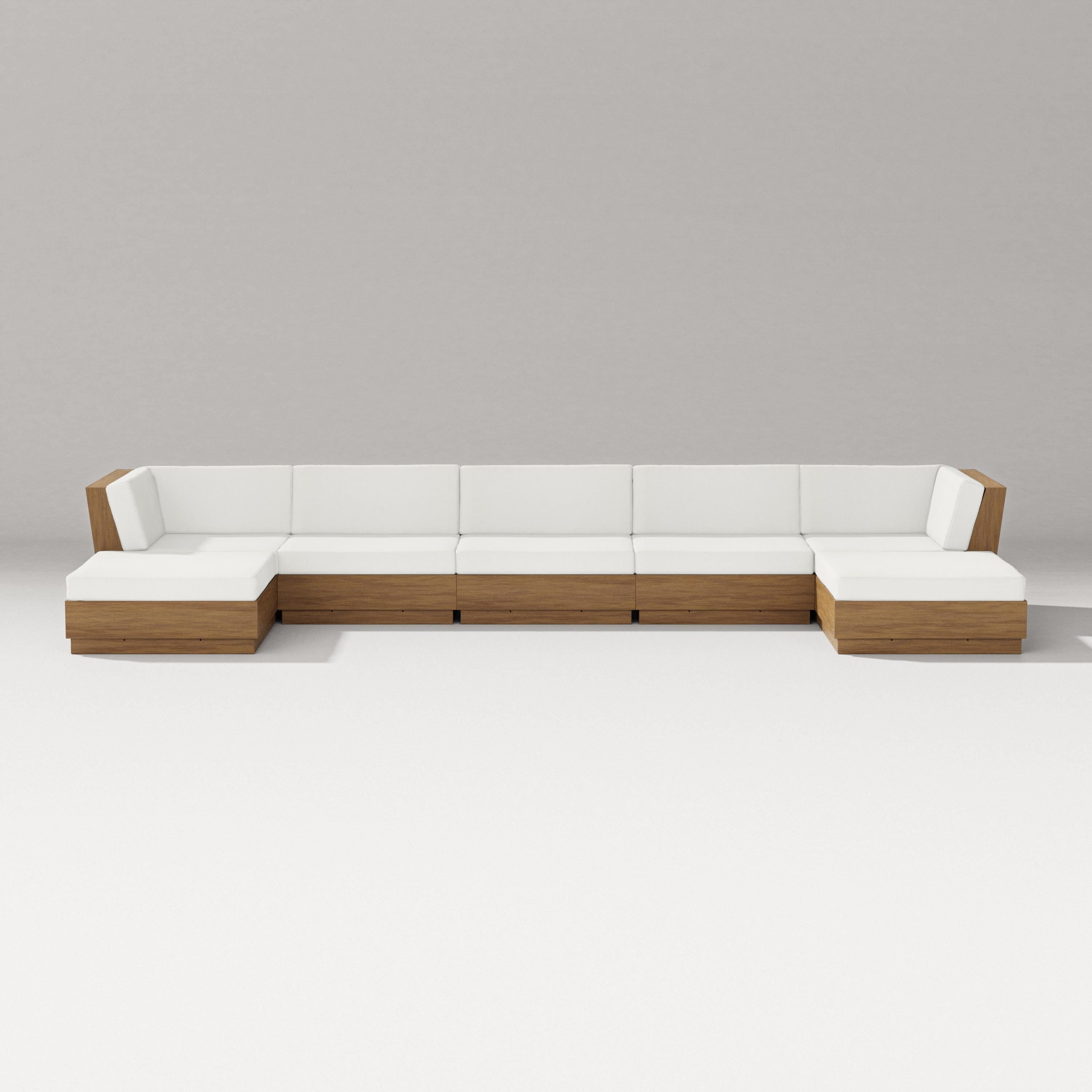 PW Designer Series Elevate 7-Piece Double Chaise Sectional in Natural / Natural Linen