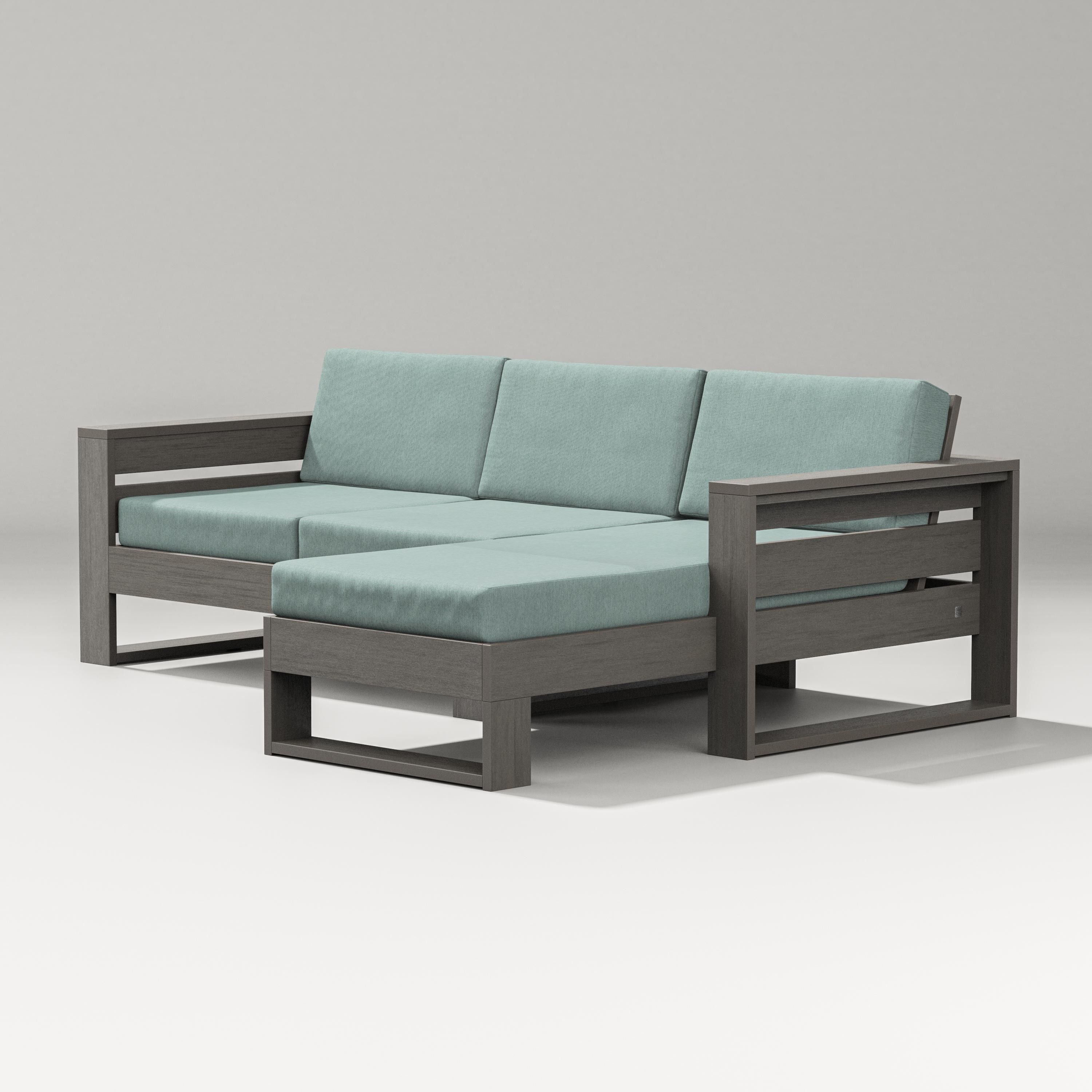 PW Designer Series Latitude Right Chaise Sectional in Driftwood / Glacier Spa