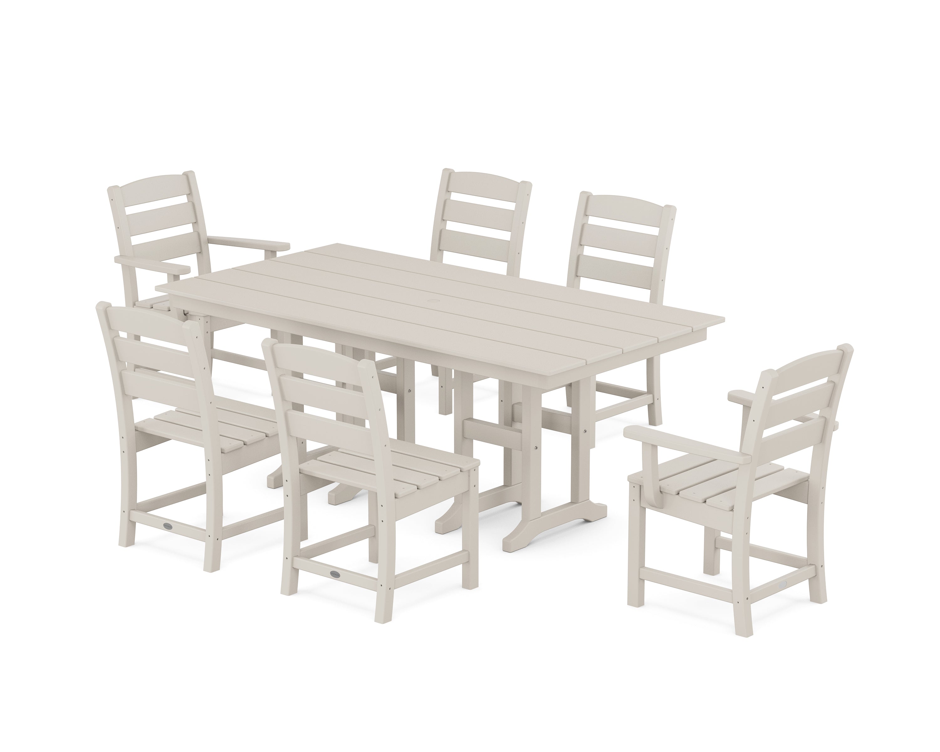 POLYWOOD Lakeside 7-Piece Farmhouse Dining Set in Sand