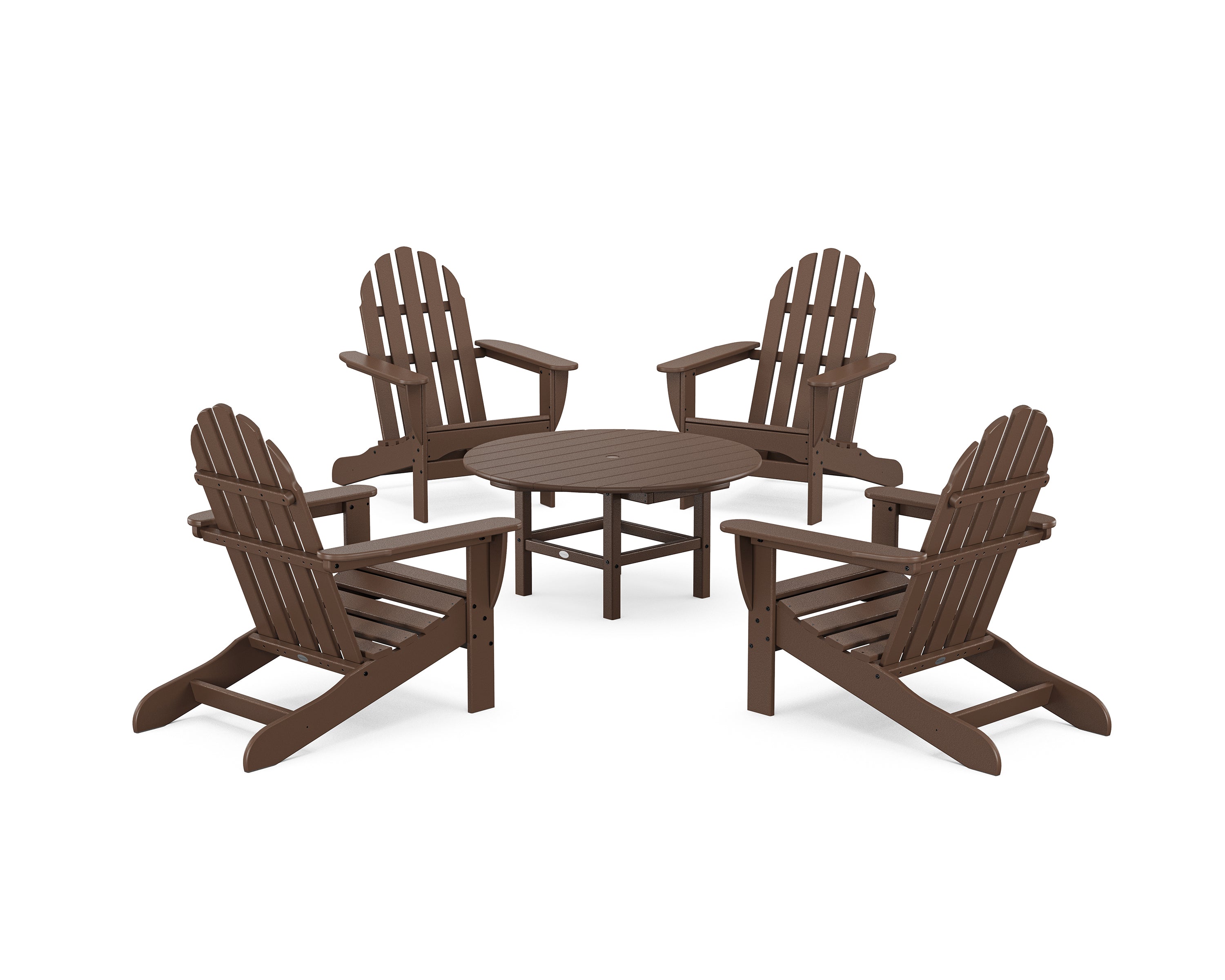 POLYWOOD Classic Adirondack 5-Piece Conversation Set in Mahogany