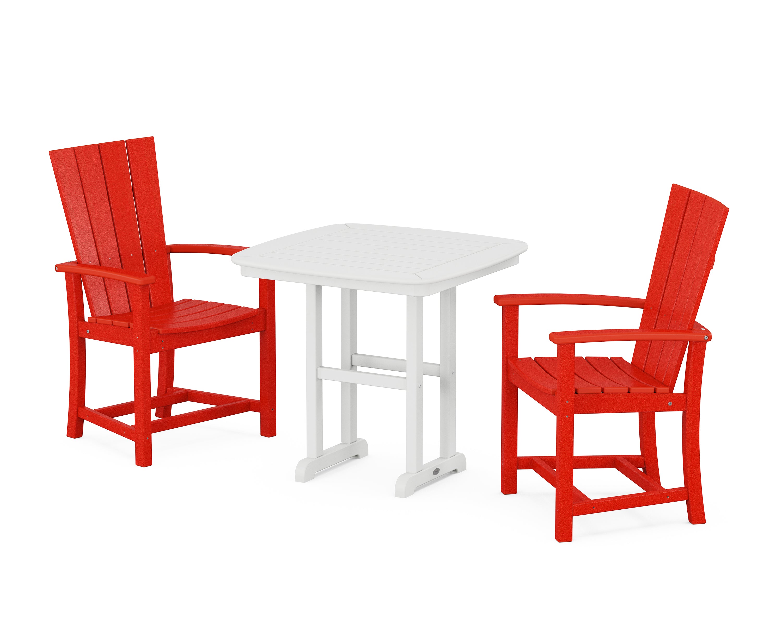 POLYWOOD Quattro 3-Piece Dining Set in Sunset Red / White