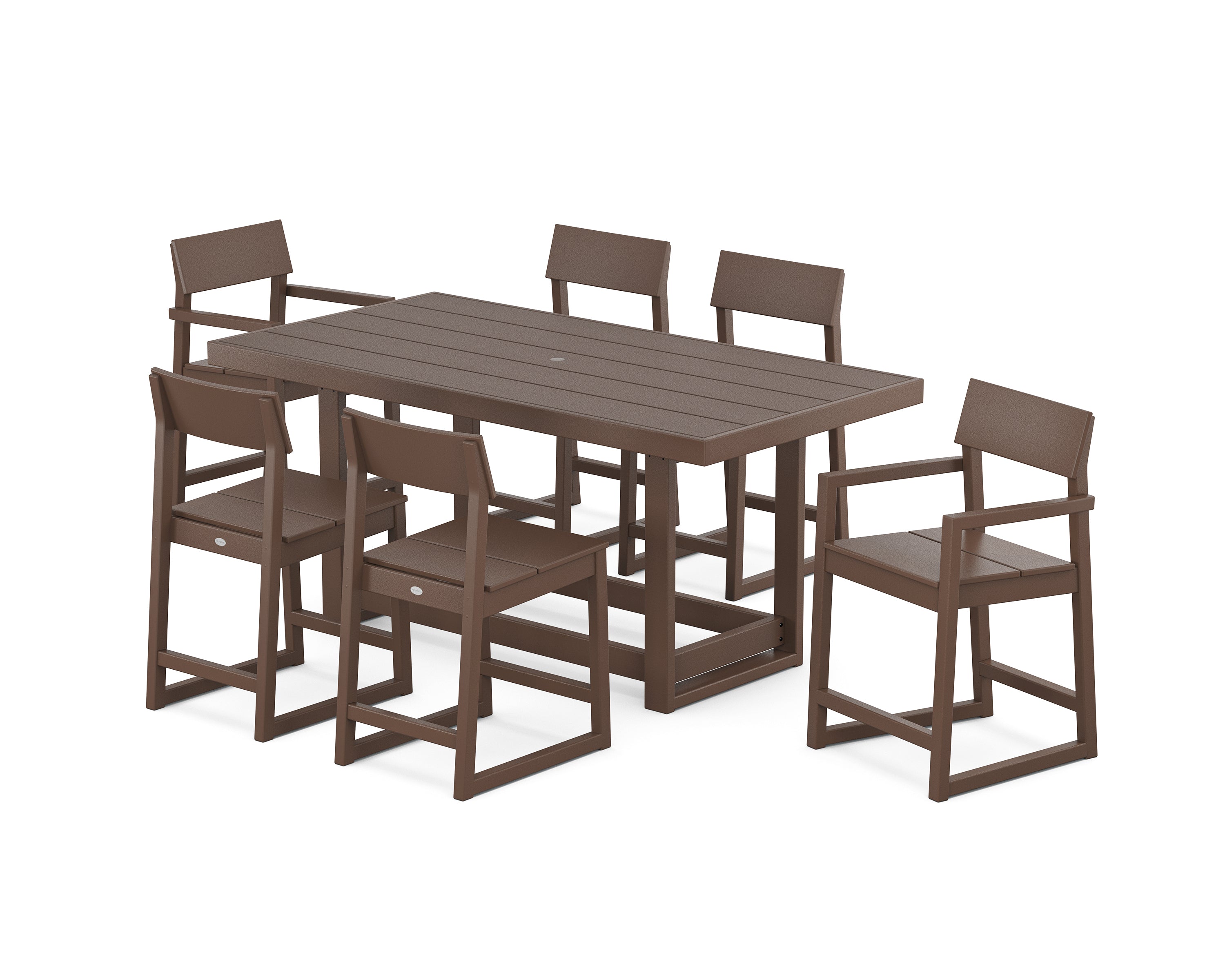 POLYWOOD EDGE 7-Piece Counter Table Set in Mahogany