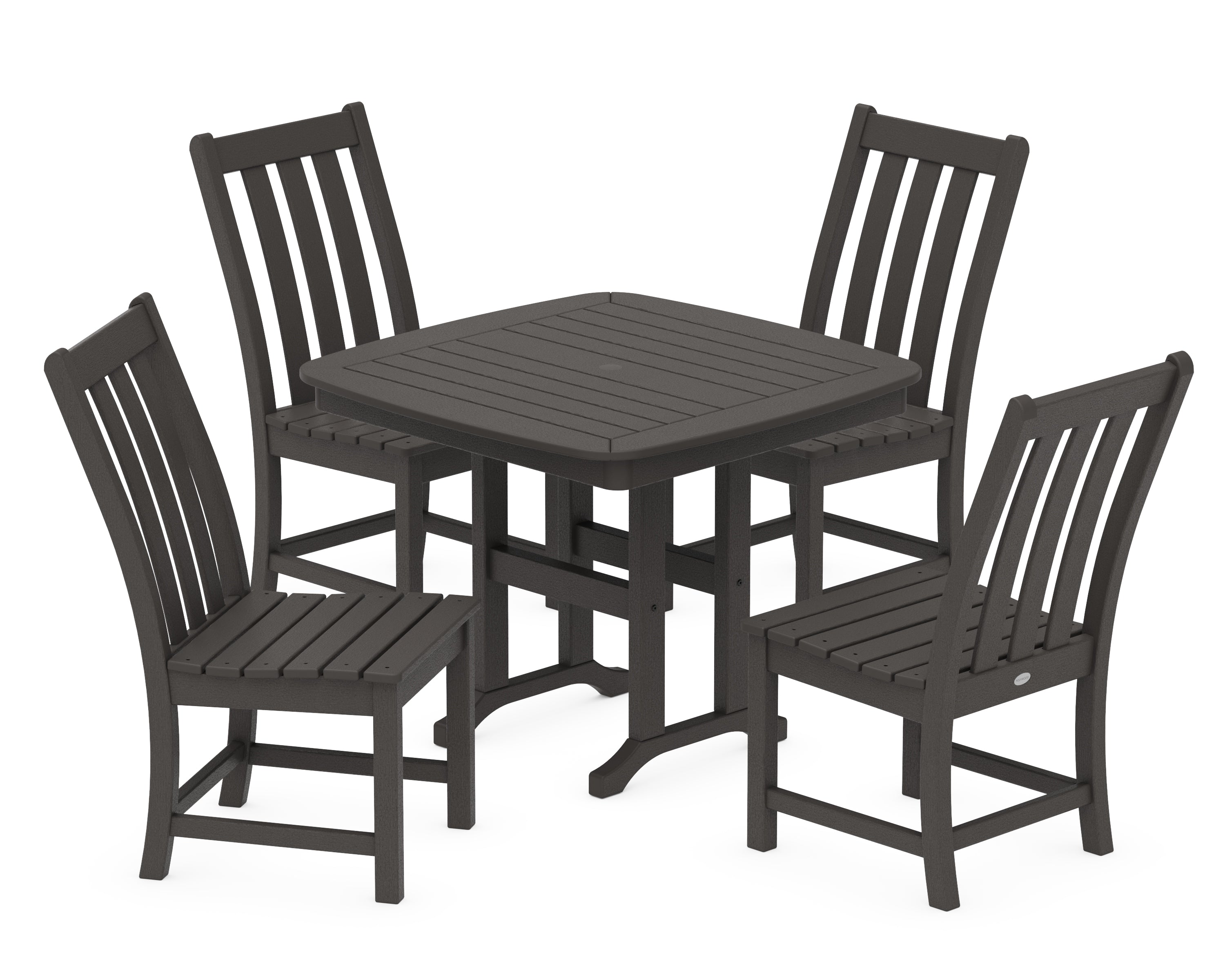 POLYWOOD Vineyard 5-Piece Side Chair Dining Set in Vintage Coffee