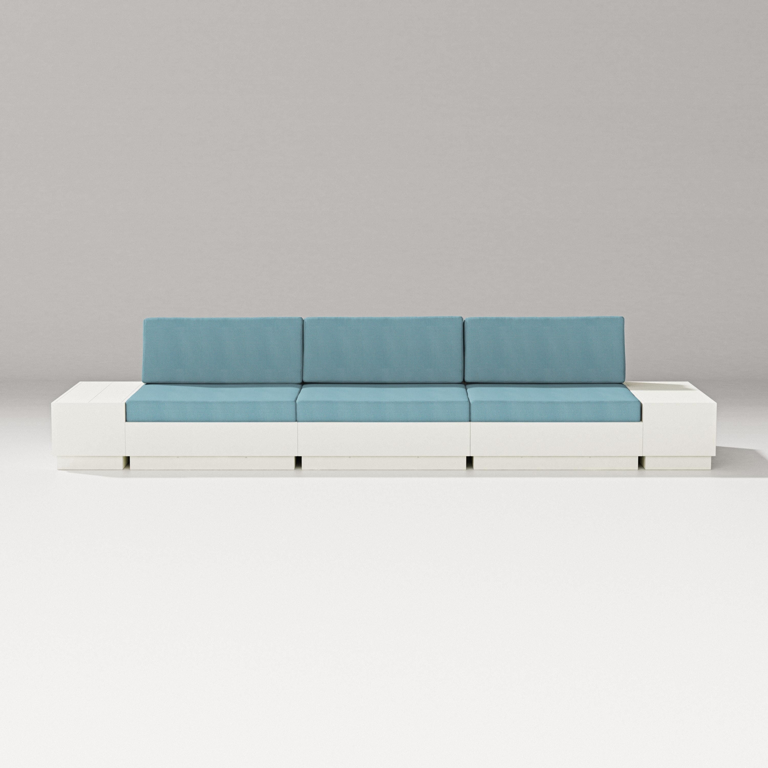 PW Designer Series Elevate Straight Sectional in Vintage White / Lattice Sky Blue