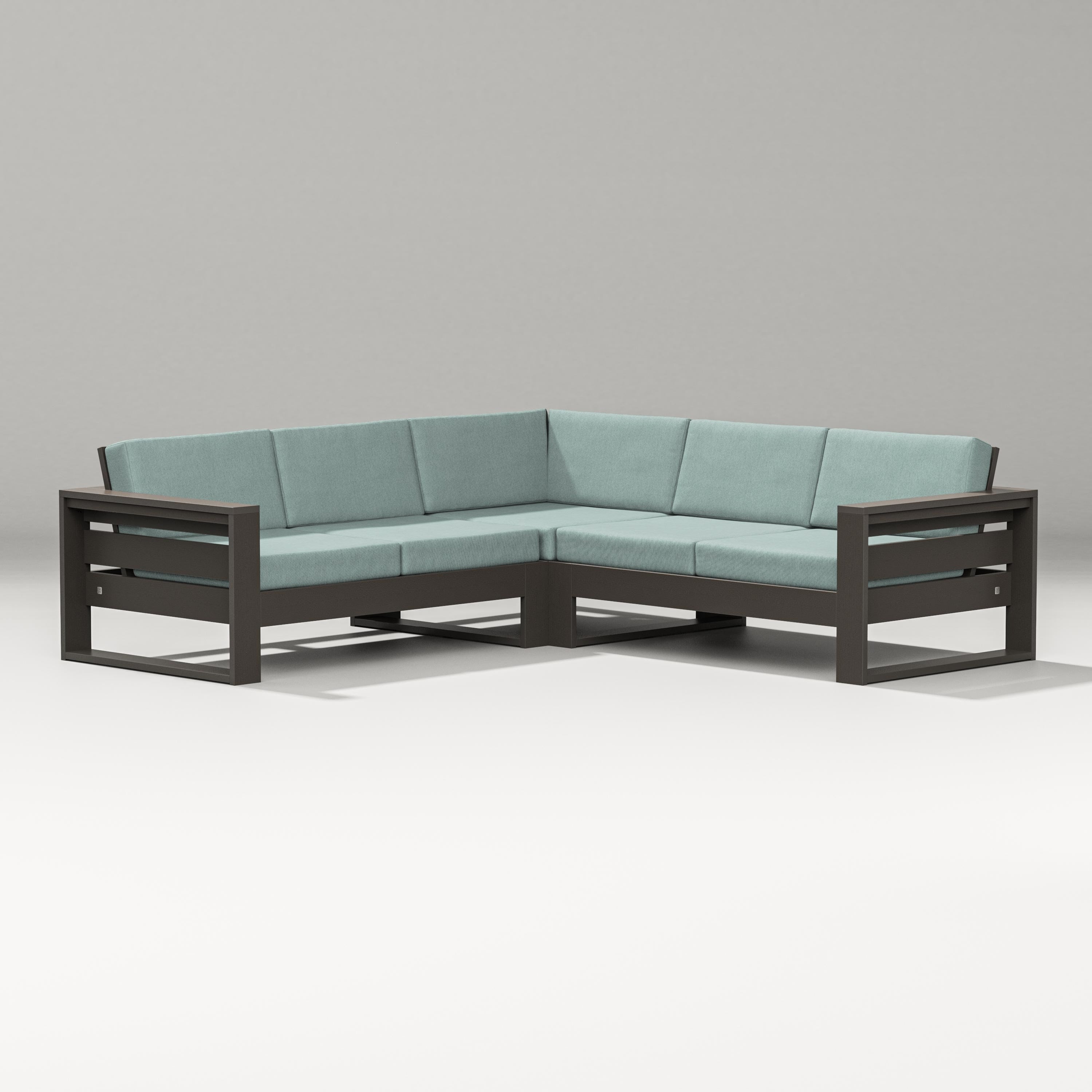 PW Designer Series Latitude Corner Sectional in Vintage Coffee / Glacier Spa