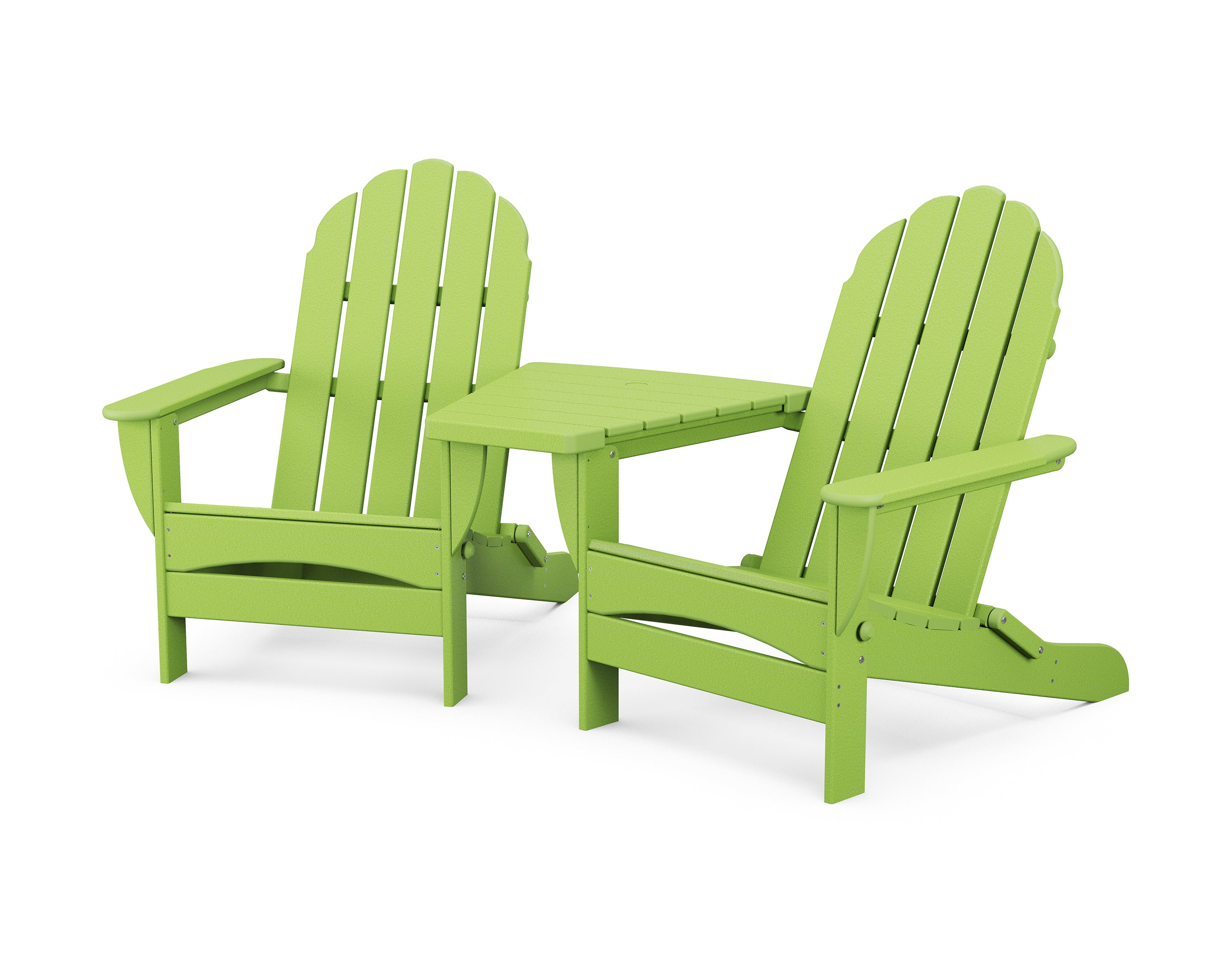 POLYWOOD Classic Oversized Adirondacks with Angled Connecting Table in Lime