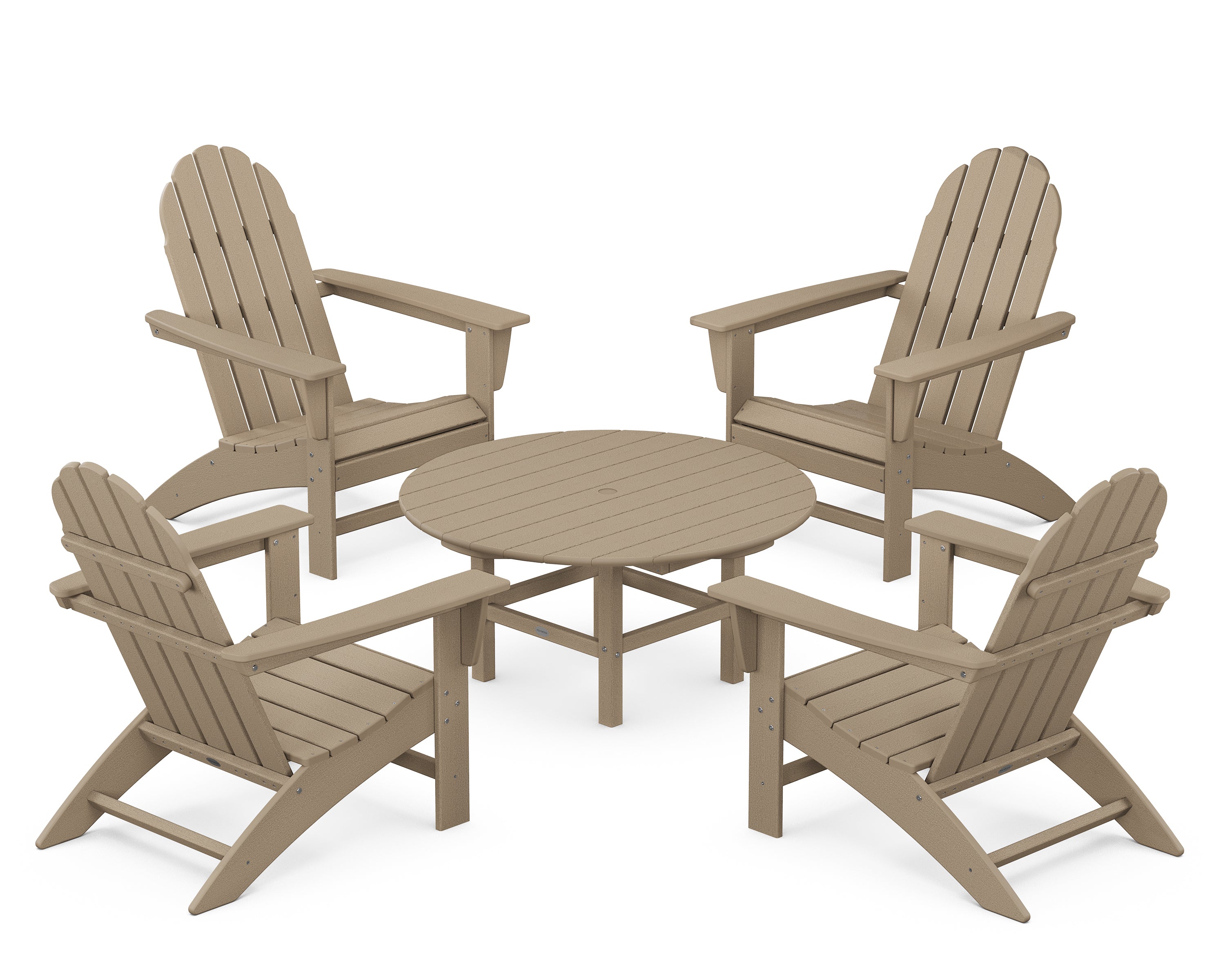 POLYWOOD® Vineyard 5-Piece Adirondack Chair Conversation Set in Vintage Sahara