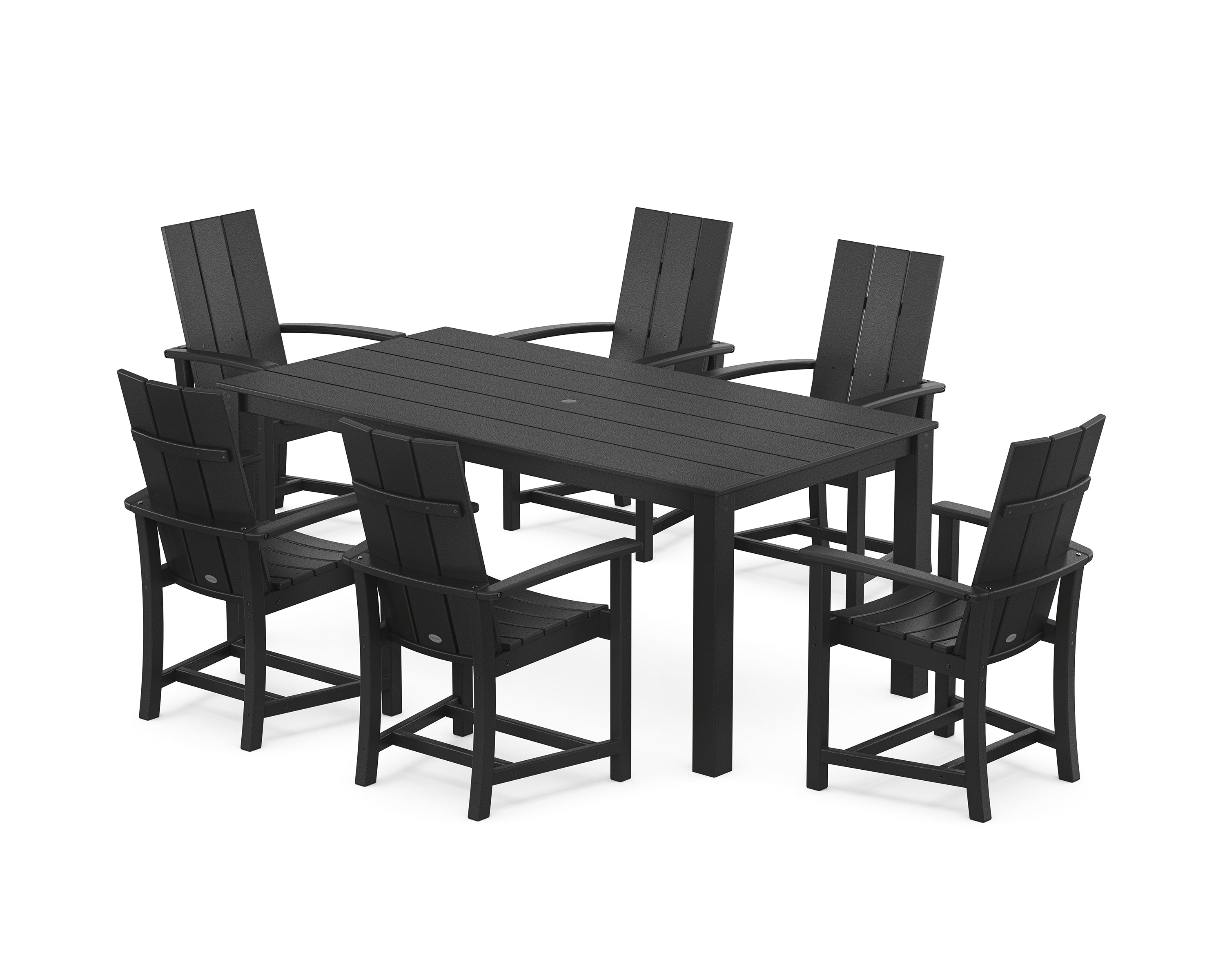 POLYWOOD Modern Adirondack 7-Piece Parsons Dining Set in Black