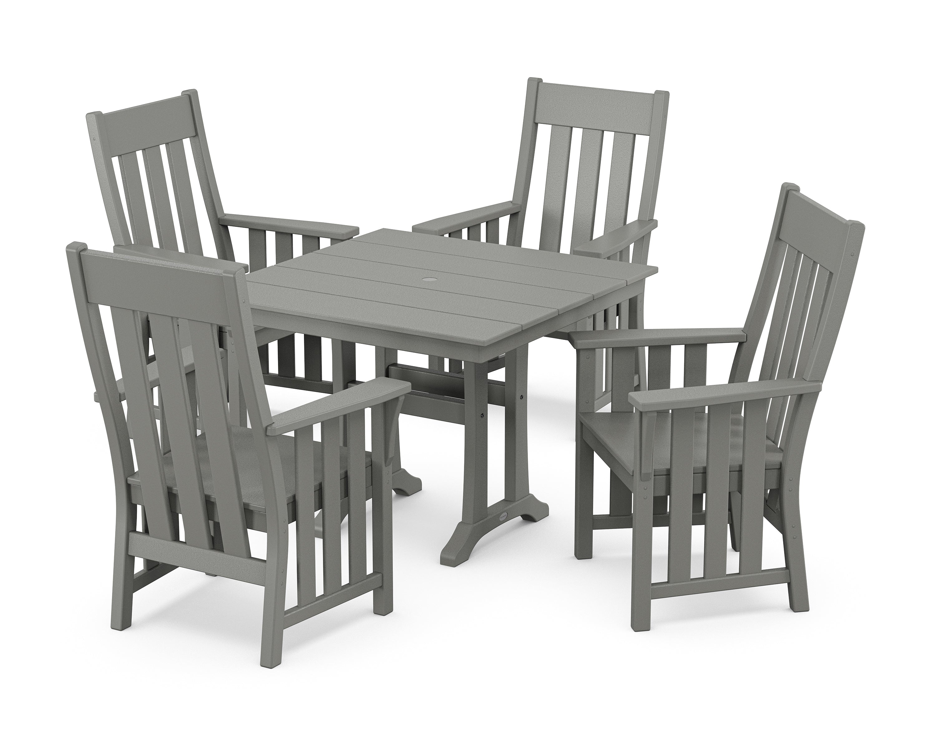 Martha Stewart by POLYWOOD Acadia 5-Piece Farmhouse Dining Set with Trestle Legs in Slate Grey