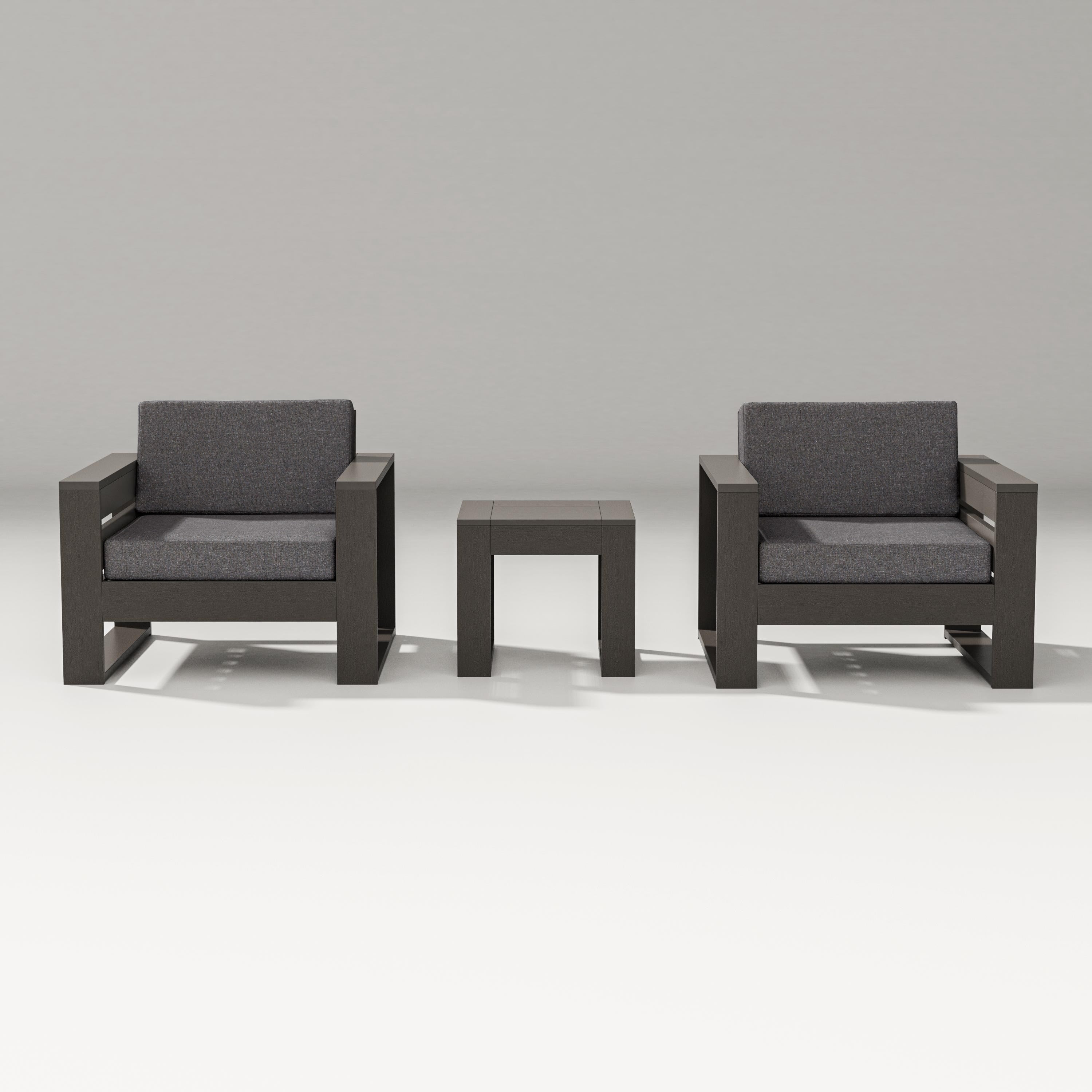PW Designer Series Latitude 3-Piece Lounge Chair Set in Vintage Coffee / Ash Charcoal