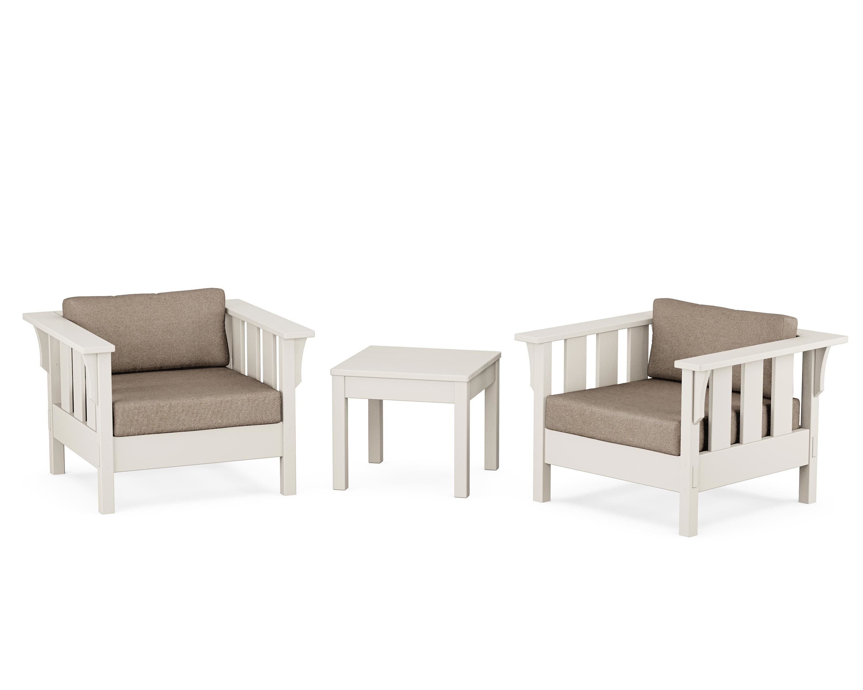 Martha Stewart by POLYWOOD Acadia 3-Piece Deep Seating Set in Sand / Spiced Burlap