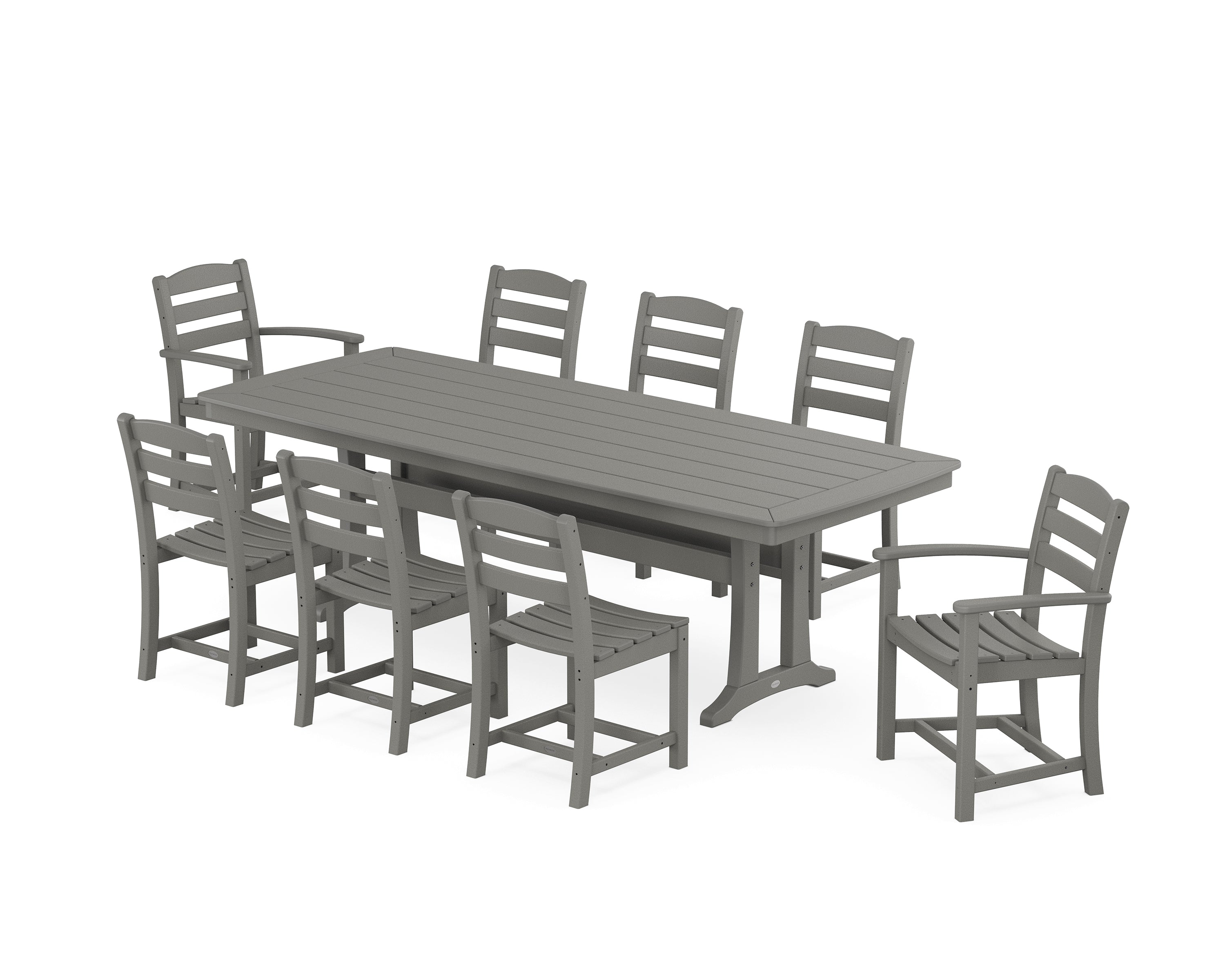 POLYWOOD La Casa Café 9-Piece Dining Set with Trestle Legs in Slate Grey