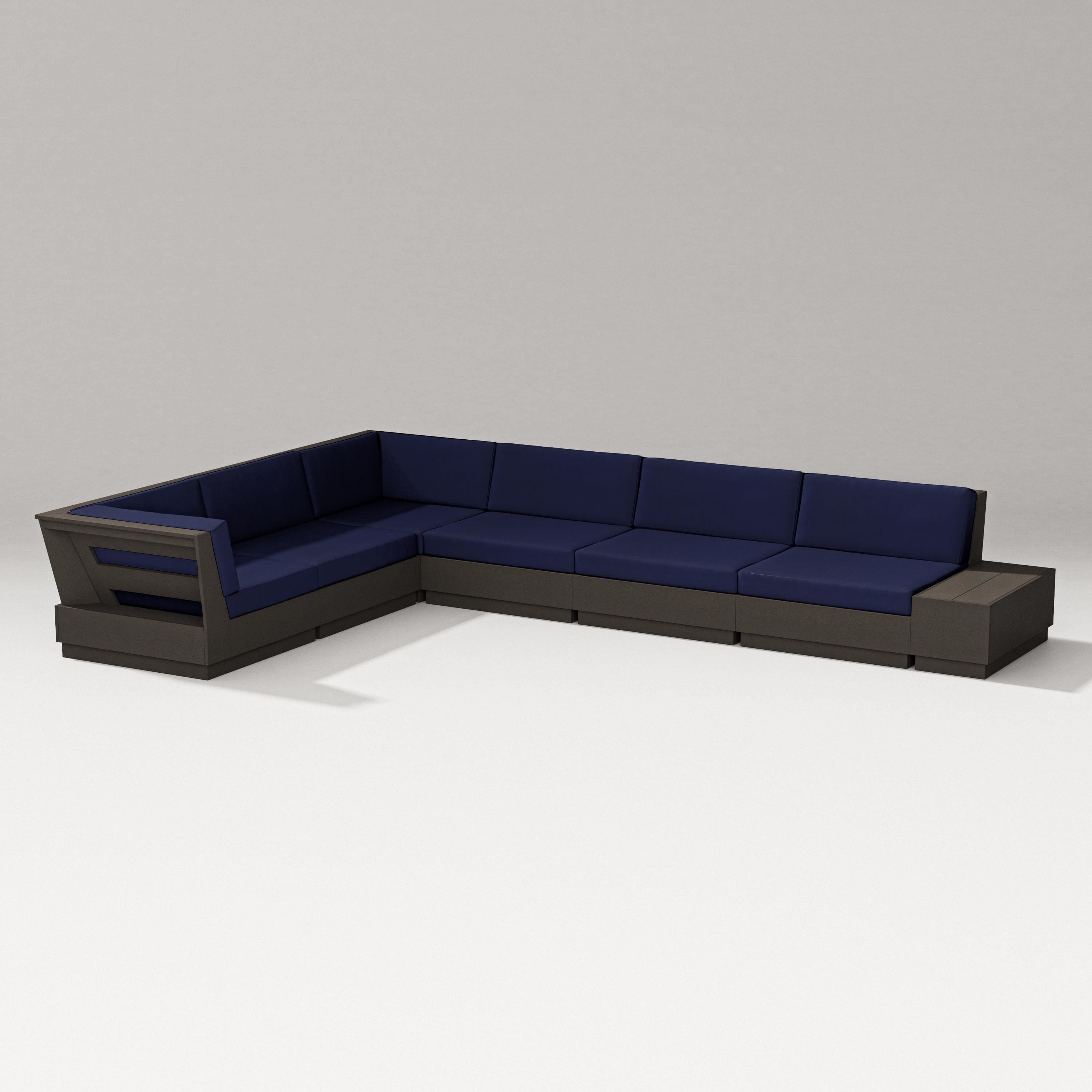 PW Designer Series Elevate 7-Piece Corner Sectional in Vintage Coffee / Navy