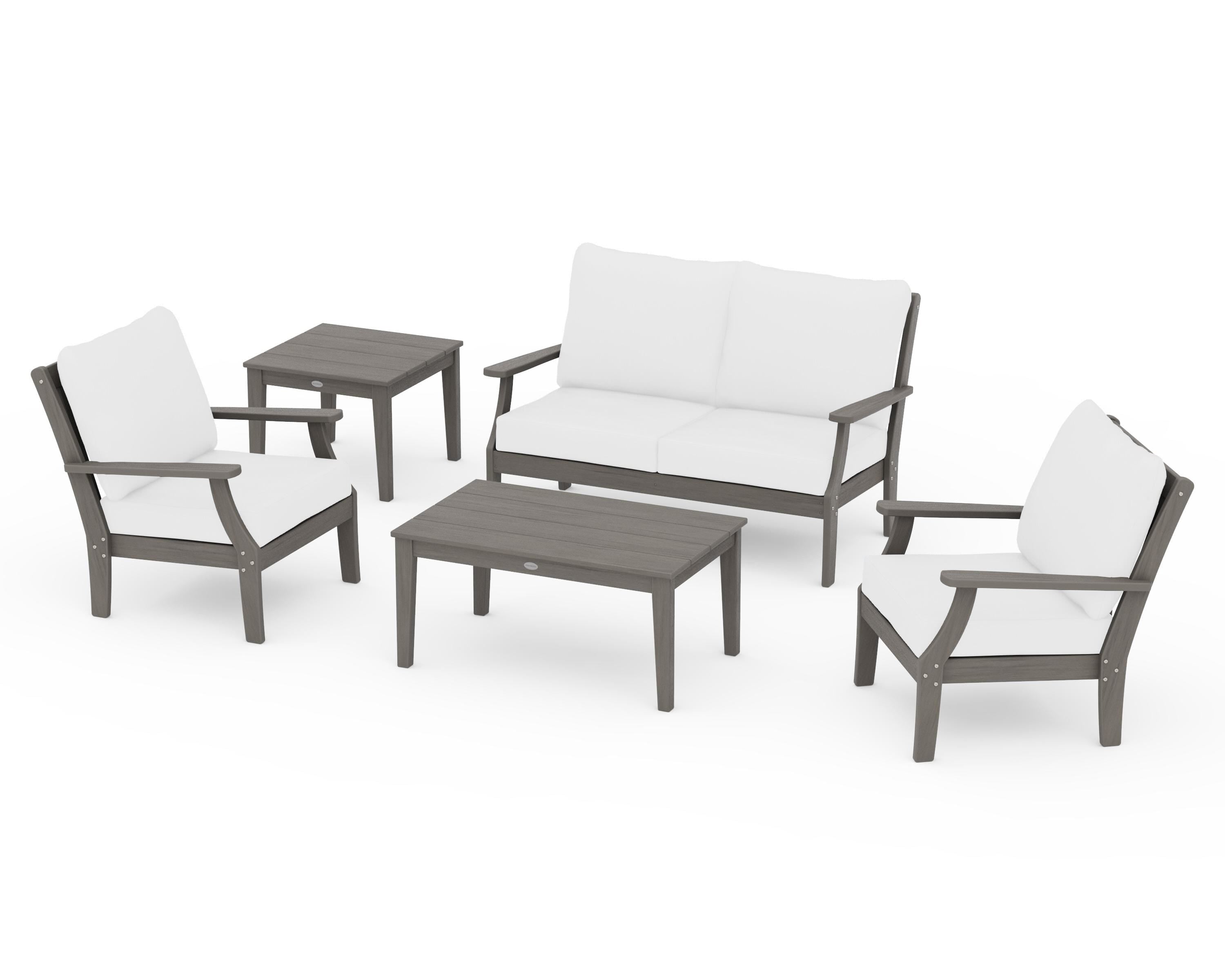 POLYWOOD Braxton 5-Piece Deep Seating Set in Driftwood / Natural