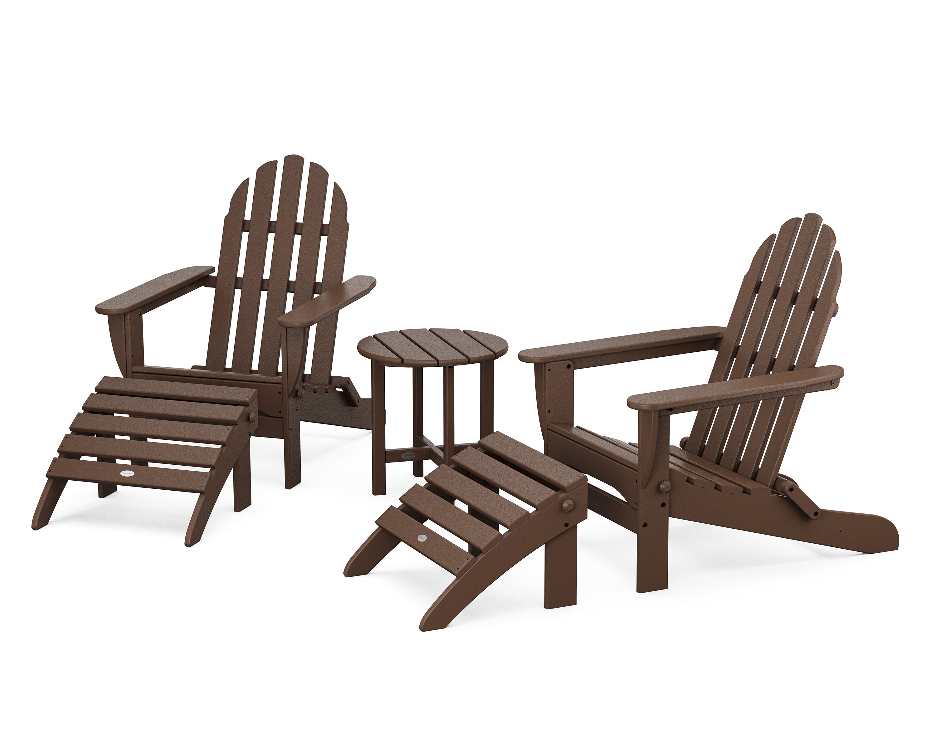 POLYWOOD Classic Adirondack 5-Piece Casual Set in Mahogany