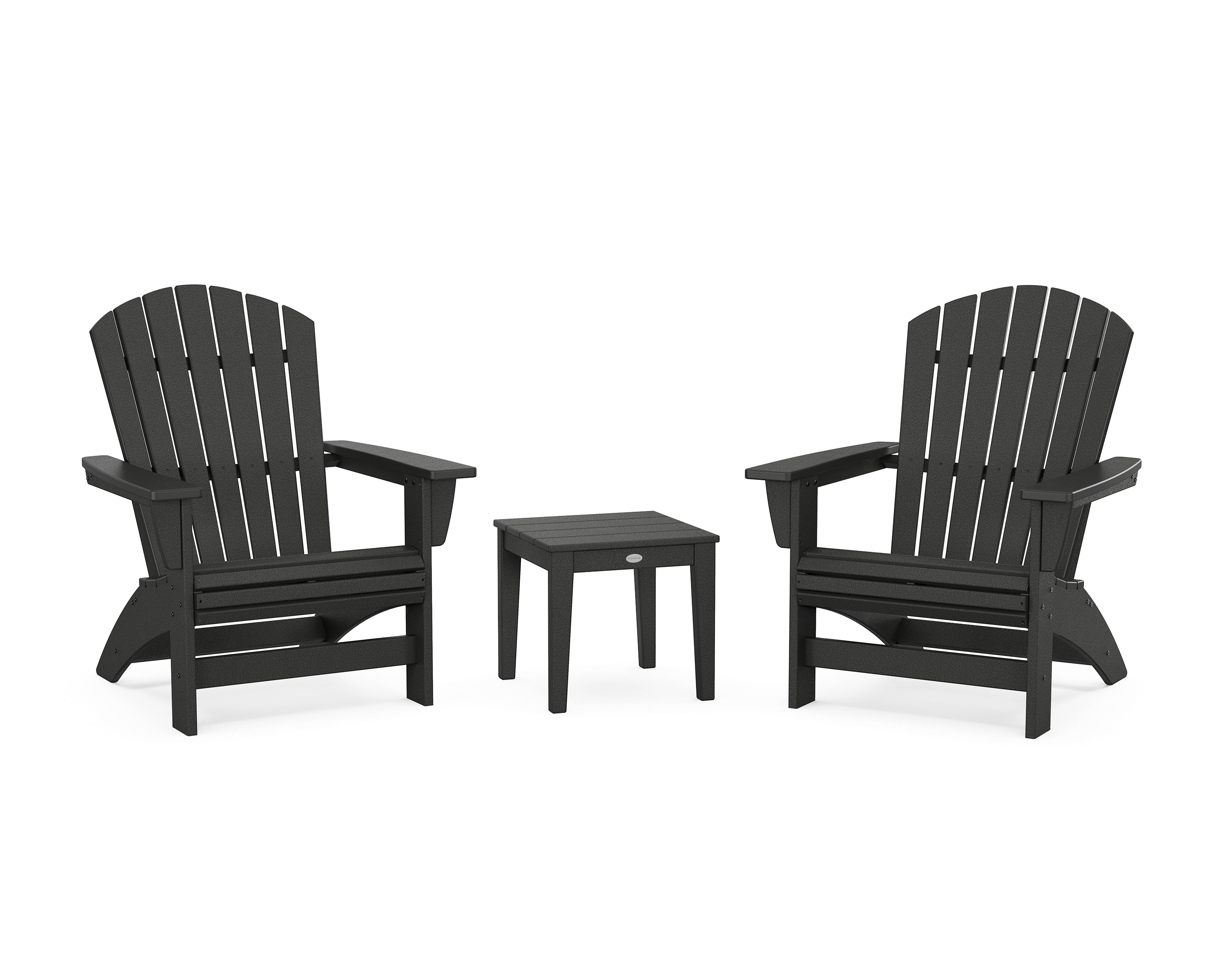 POLYWOOD 3-Piece Nautical Grand Adirondack Set in Black