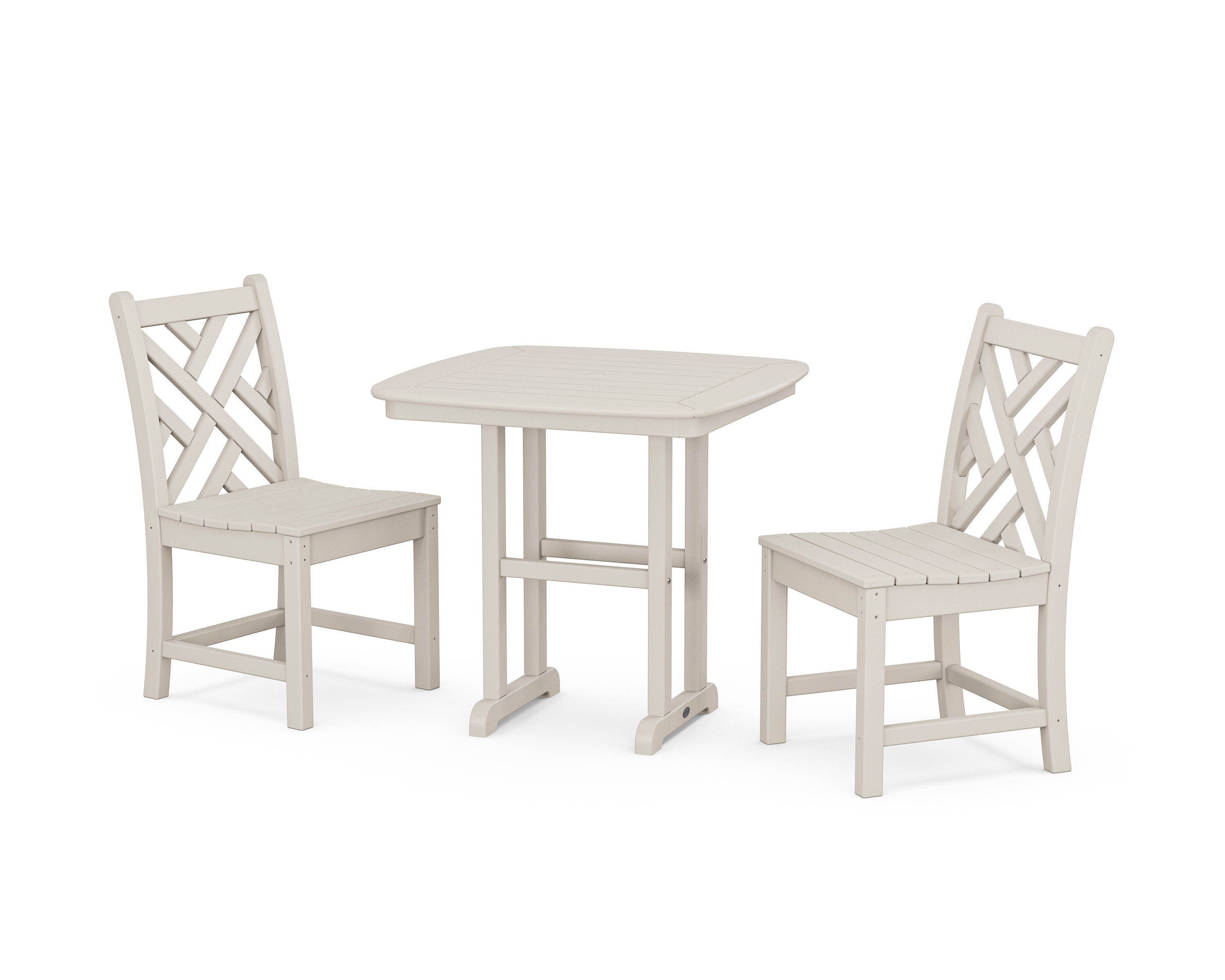 POLYWOOD® Chippendale Side Chair 3-Piece Dining Set in Sand