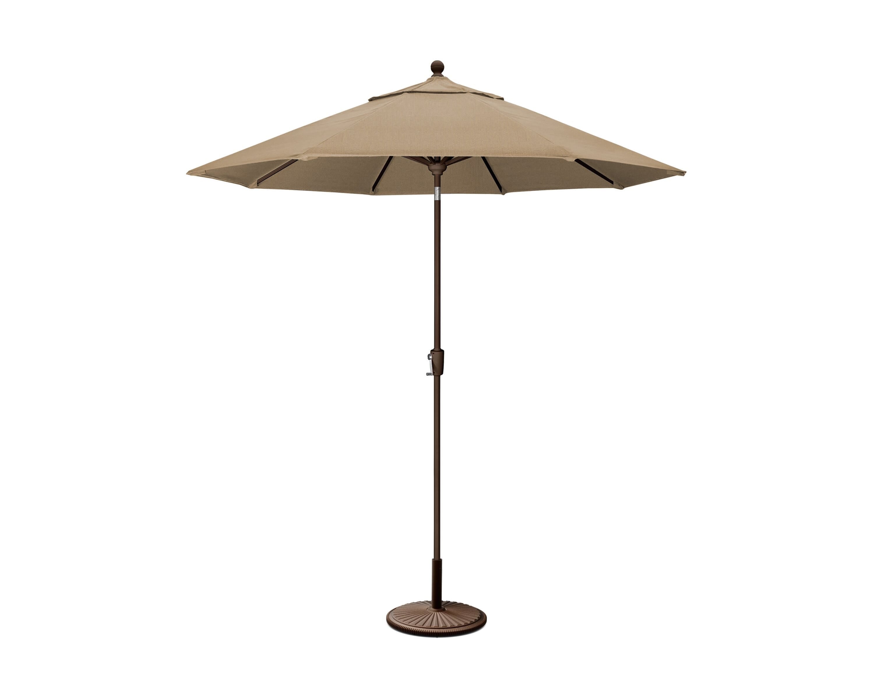 POLYWOOD 9' Tilt Market Umbrella & Base - Bar Height in Bronze / Sesame
