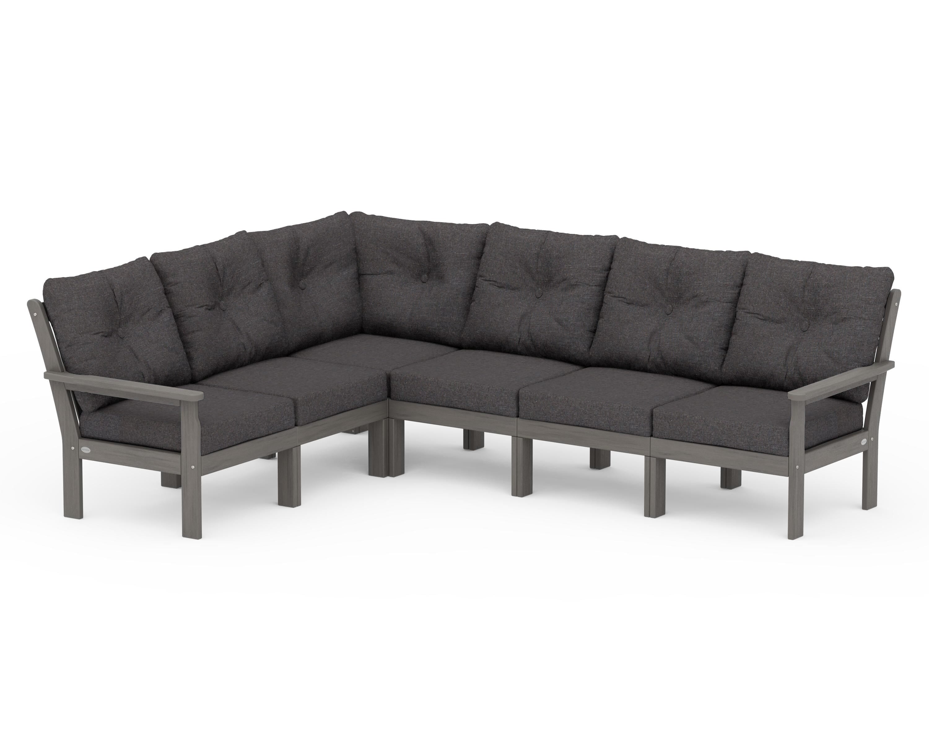 POLYWOOD Vineyard 6-Piece Sectional in Driftwood / Ash Charcoal