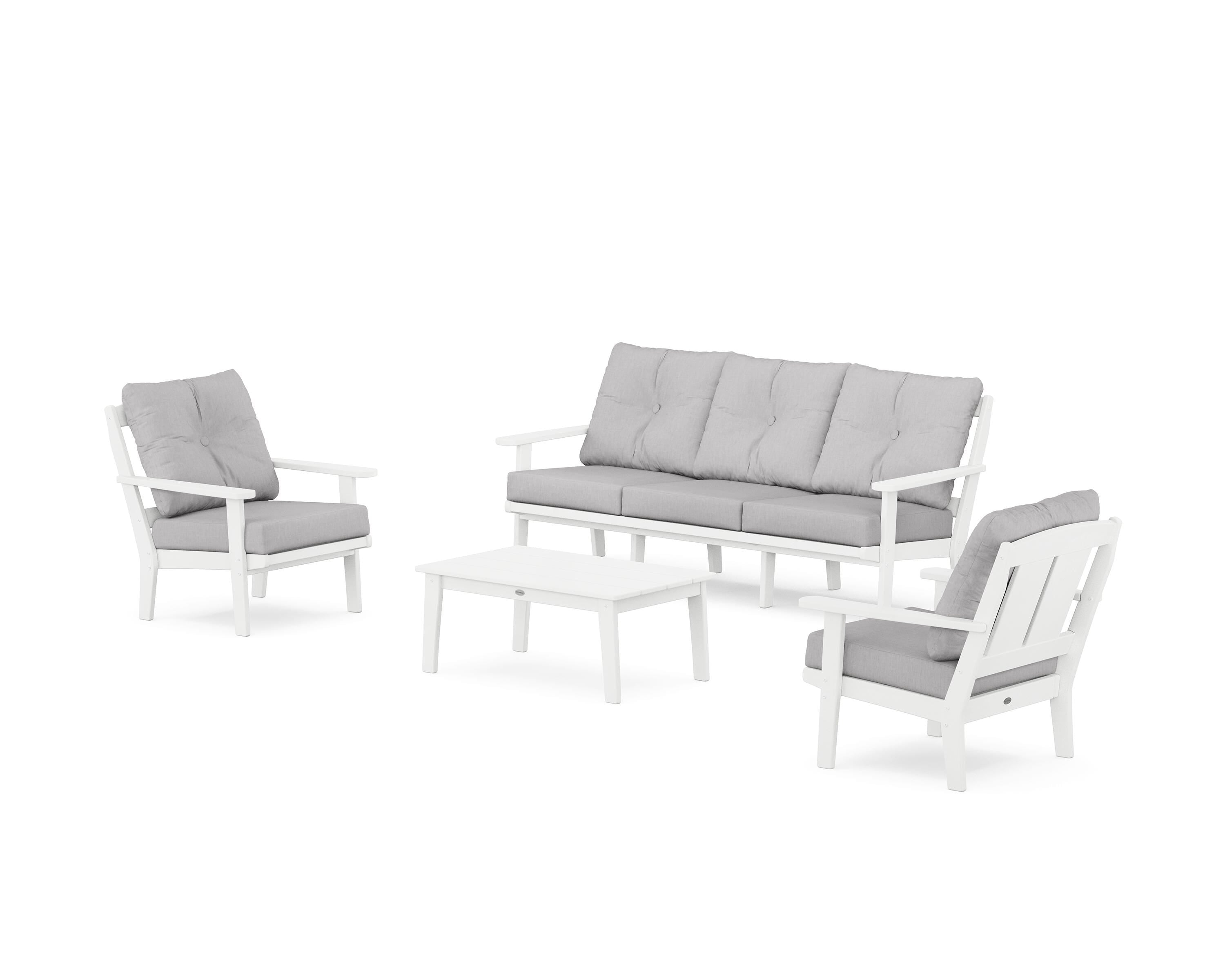 POLYWOOD Mission 4-Piece Deep Seating Set with Sofa in White / Granite