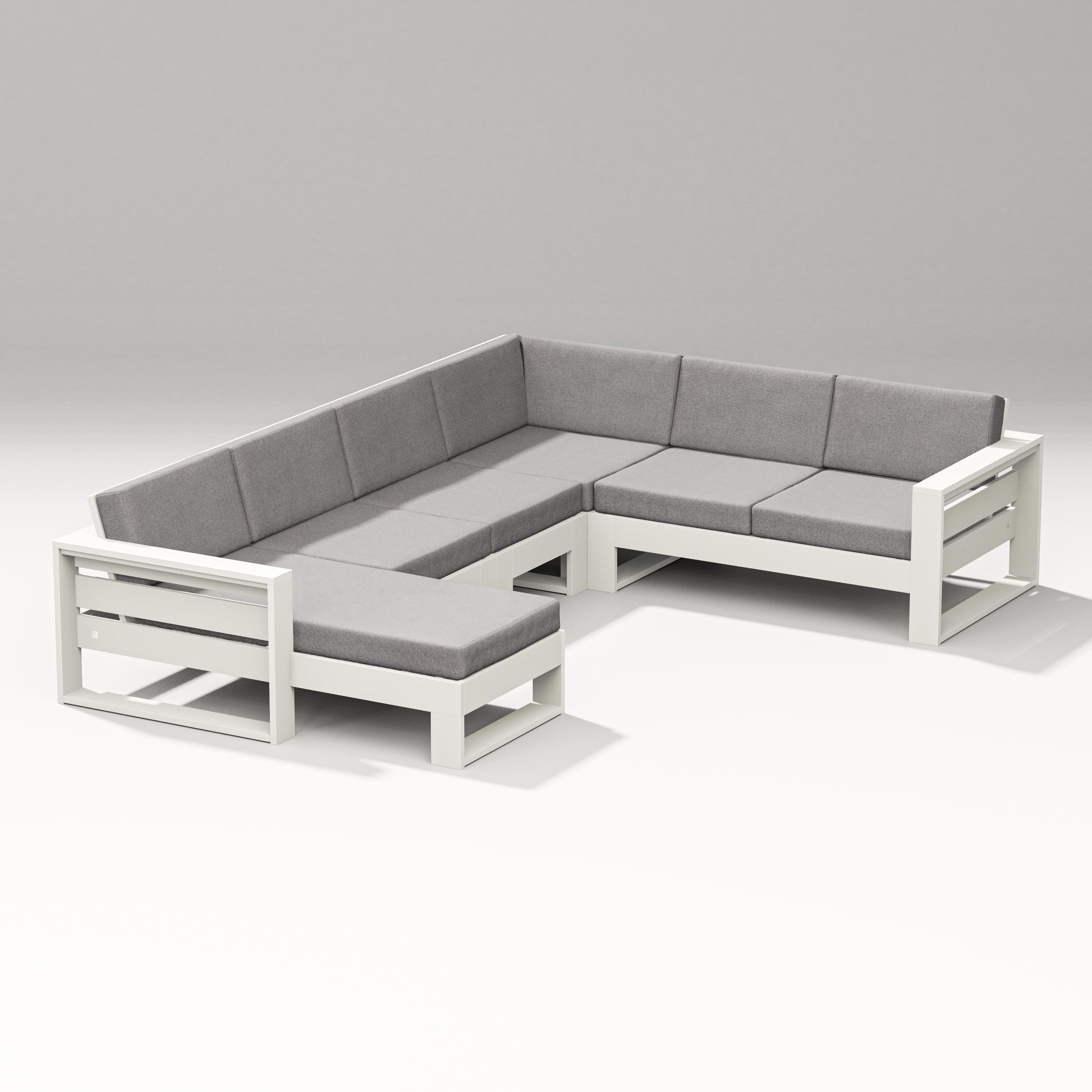 PW Designer Series Latitude Corner Sectional with Left Chaise in Vintage White / Grey Mist