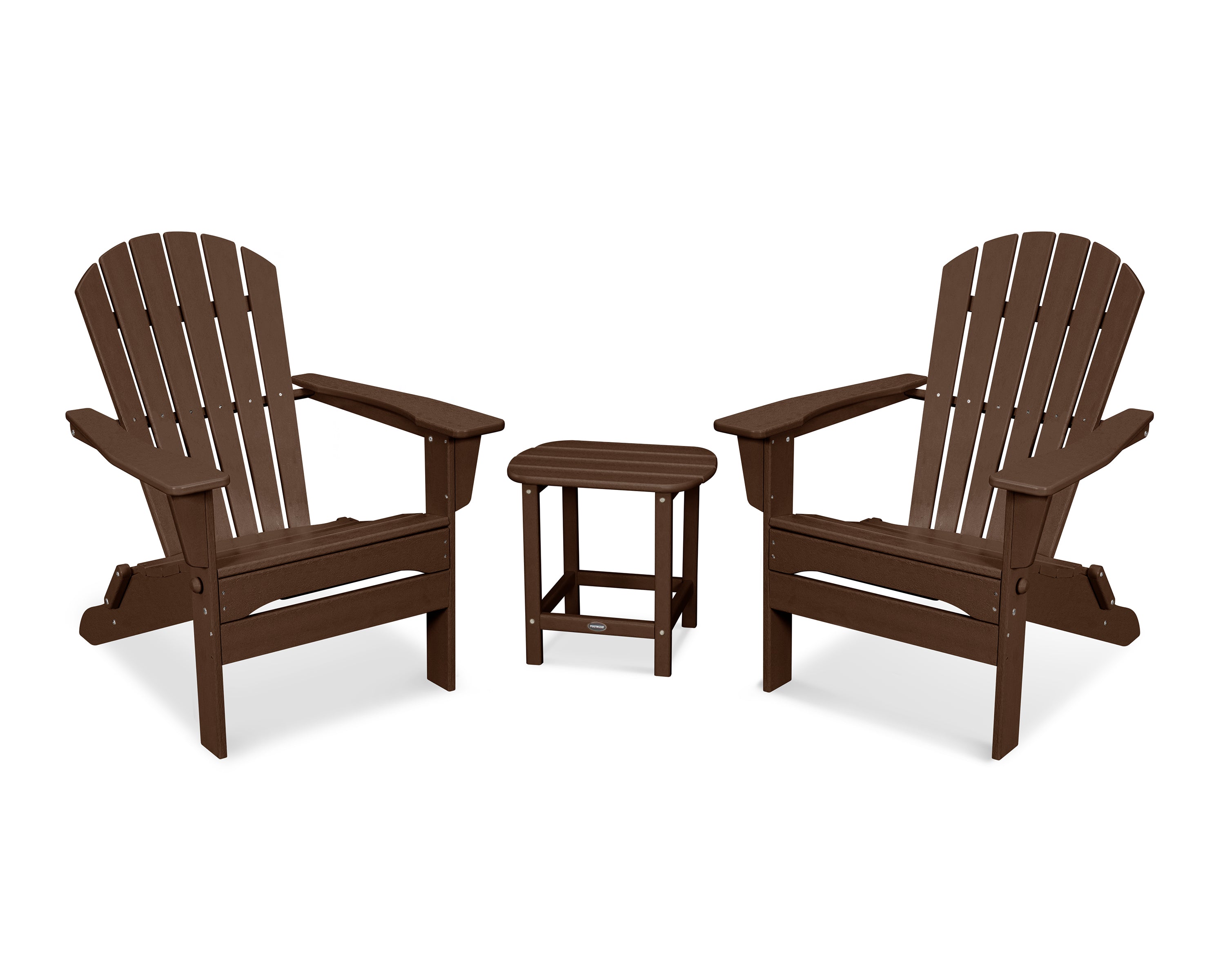 POLYWOOD South Beach 3-Piece Folding Adirondack Set in Mahogany