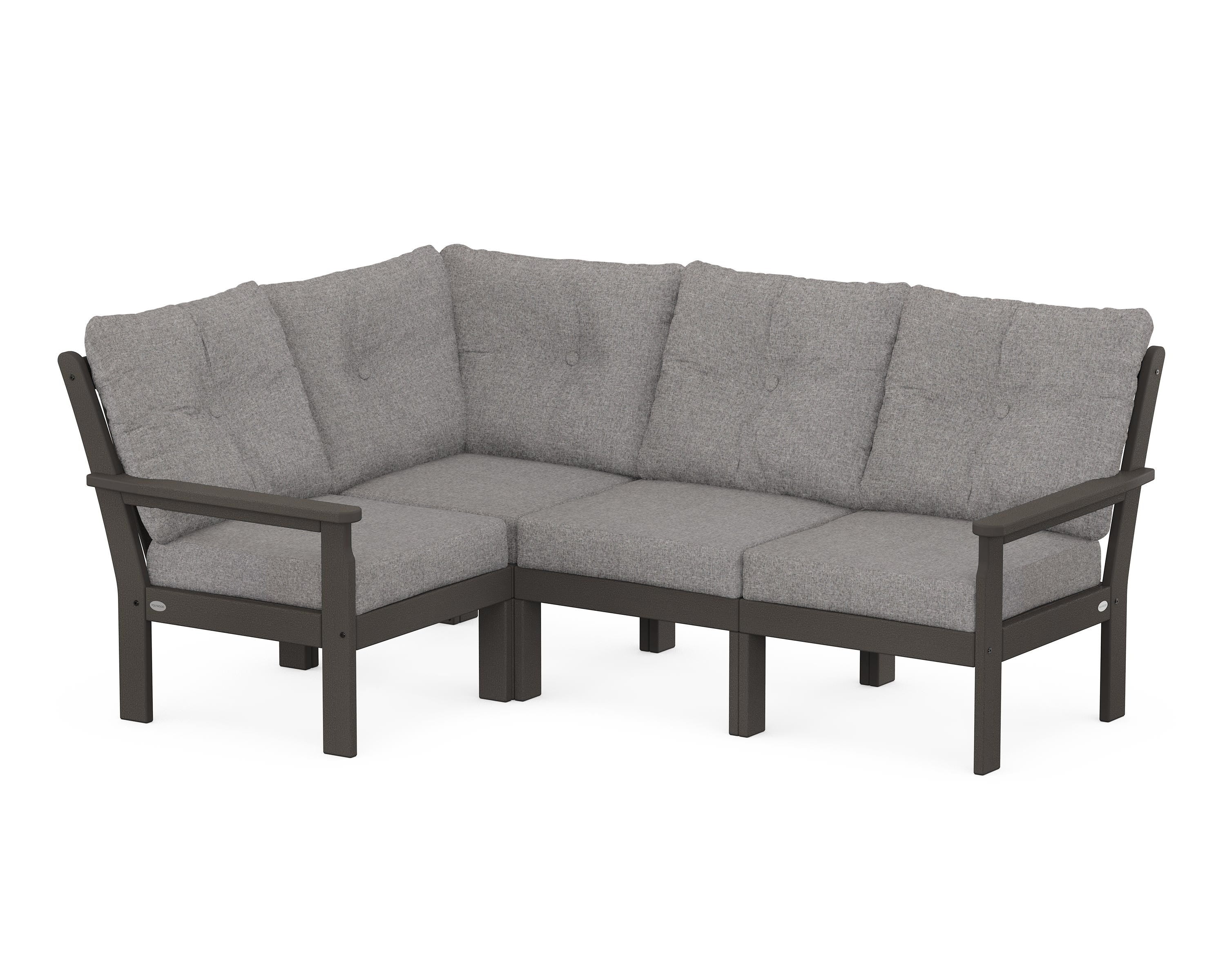 POLYWOOD Vineyard 4-Piece Sectional in Vintage Coffee / Grey Mist