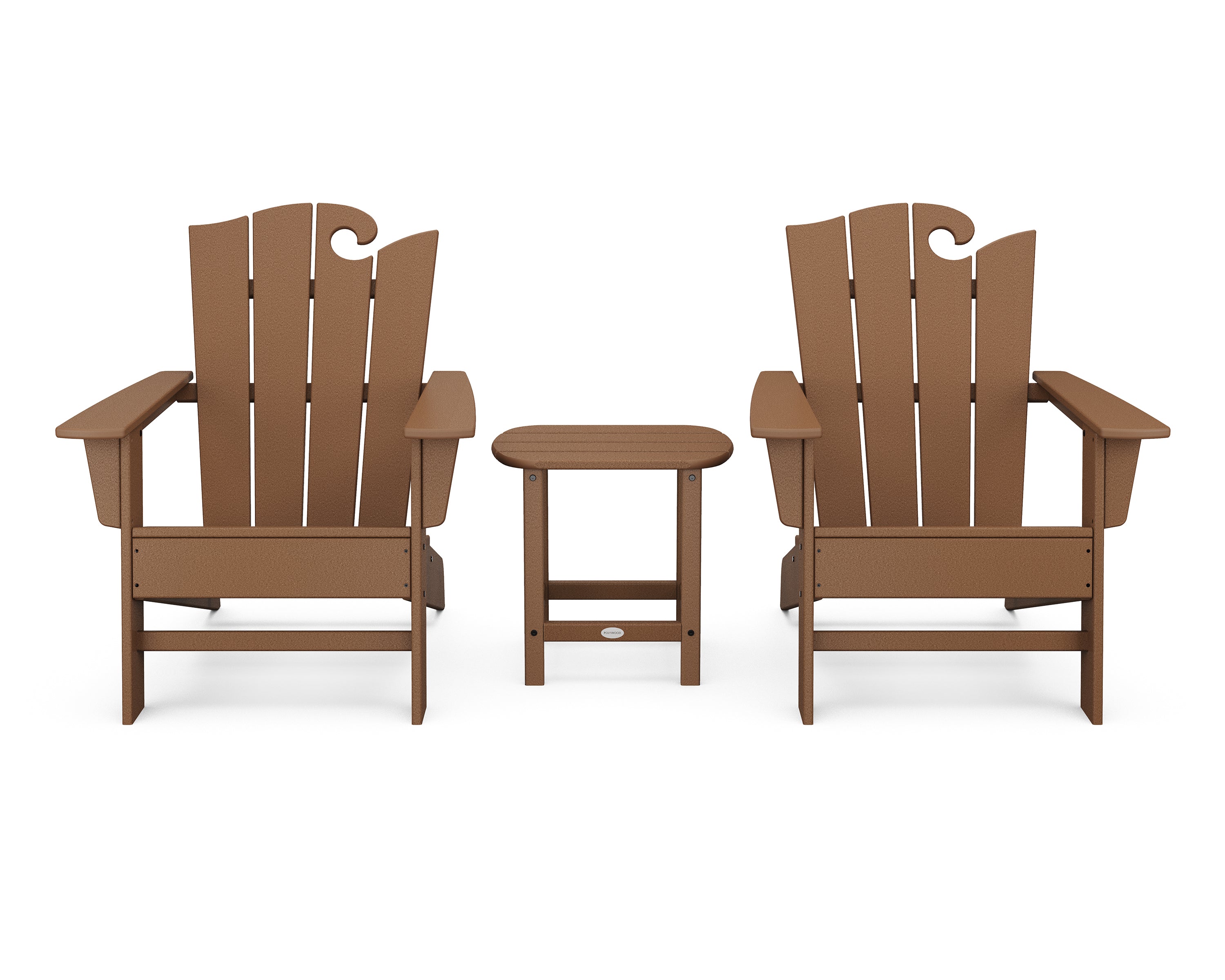 POLYWOOD Wave 3-Piece Adirondack Set with The Ocean Chair in Teak
