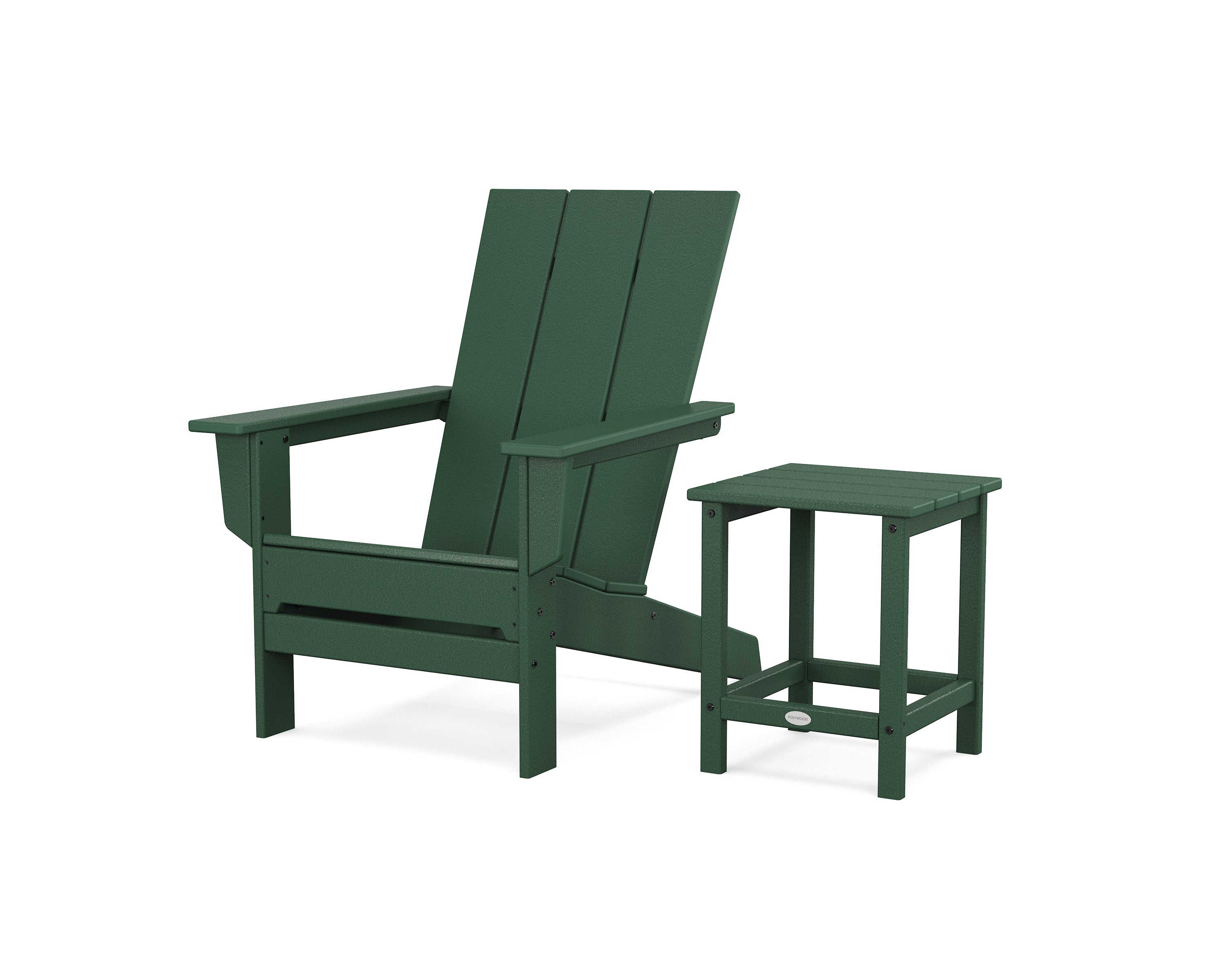 POLYWOOD Modern Studio Adirondack Chair with Side Table in Green