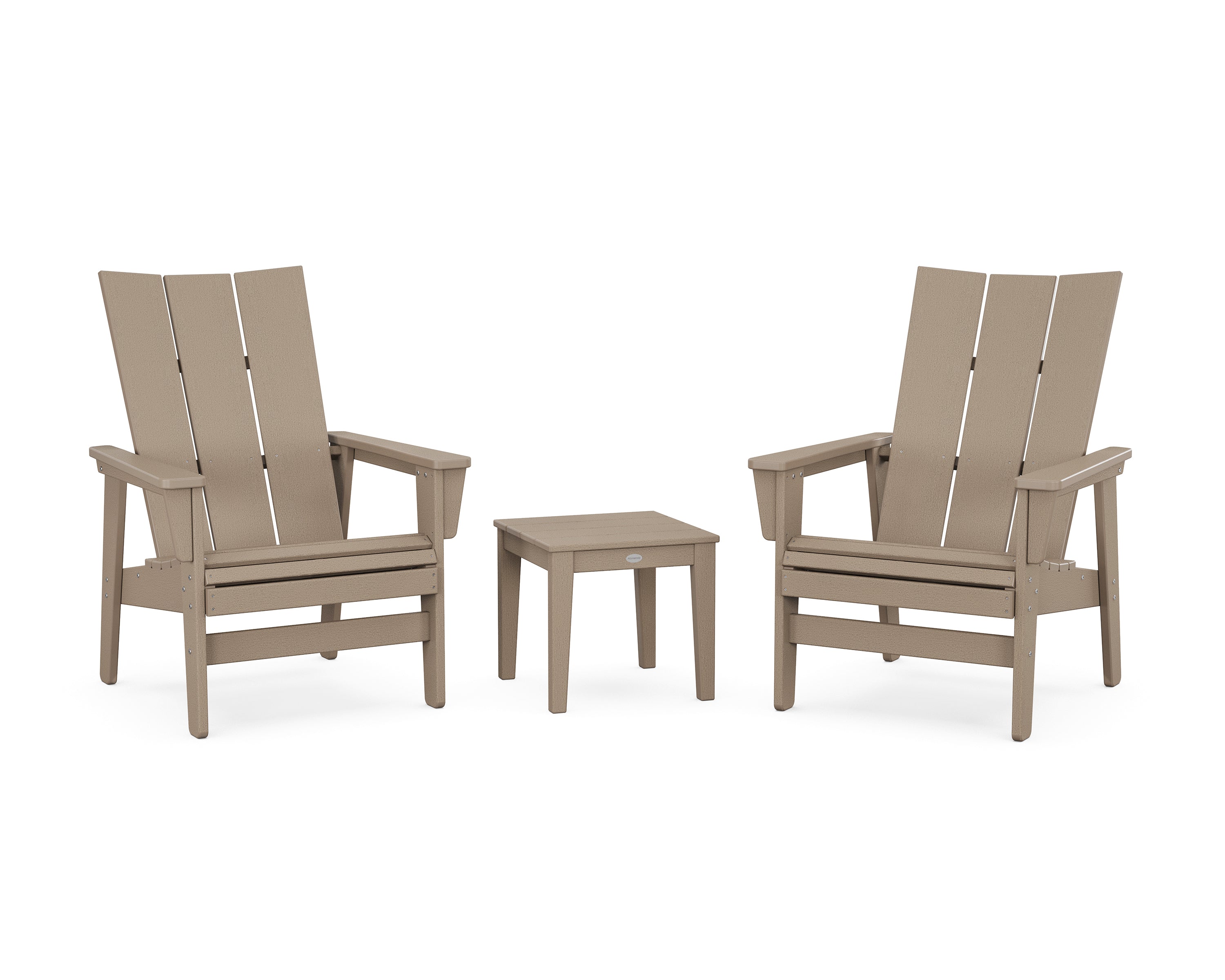 POLYWOOD 3-Piece Modern Grand Upright Adirondack Set in Vintage Sahara