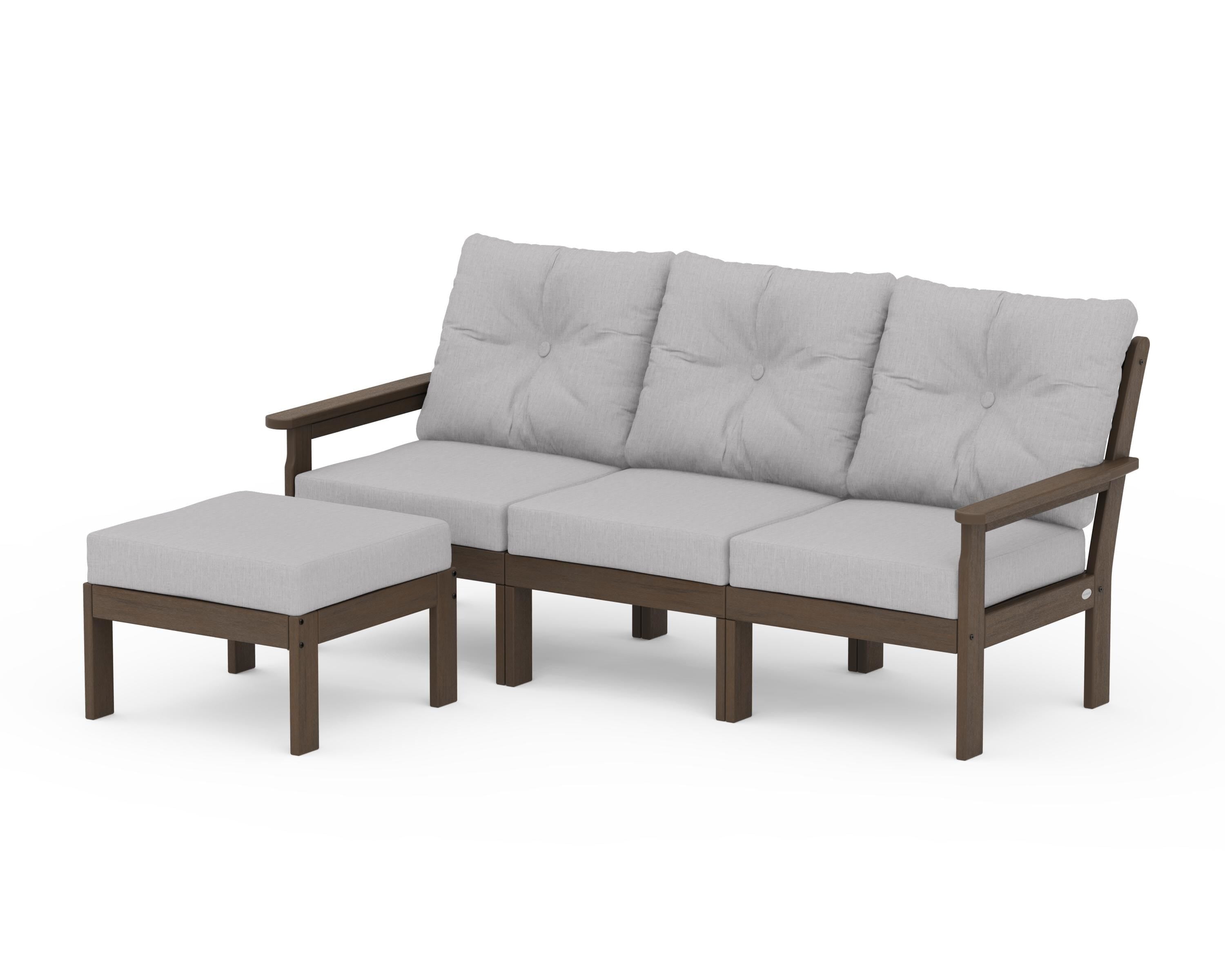 POLYWOOD Vineyard 4-Piece Sectional with Ottoman in Kona / Granite