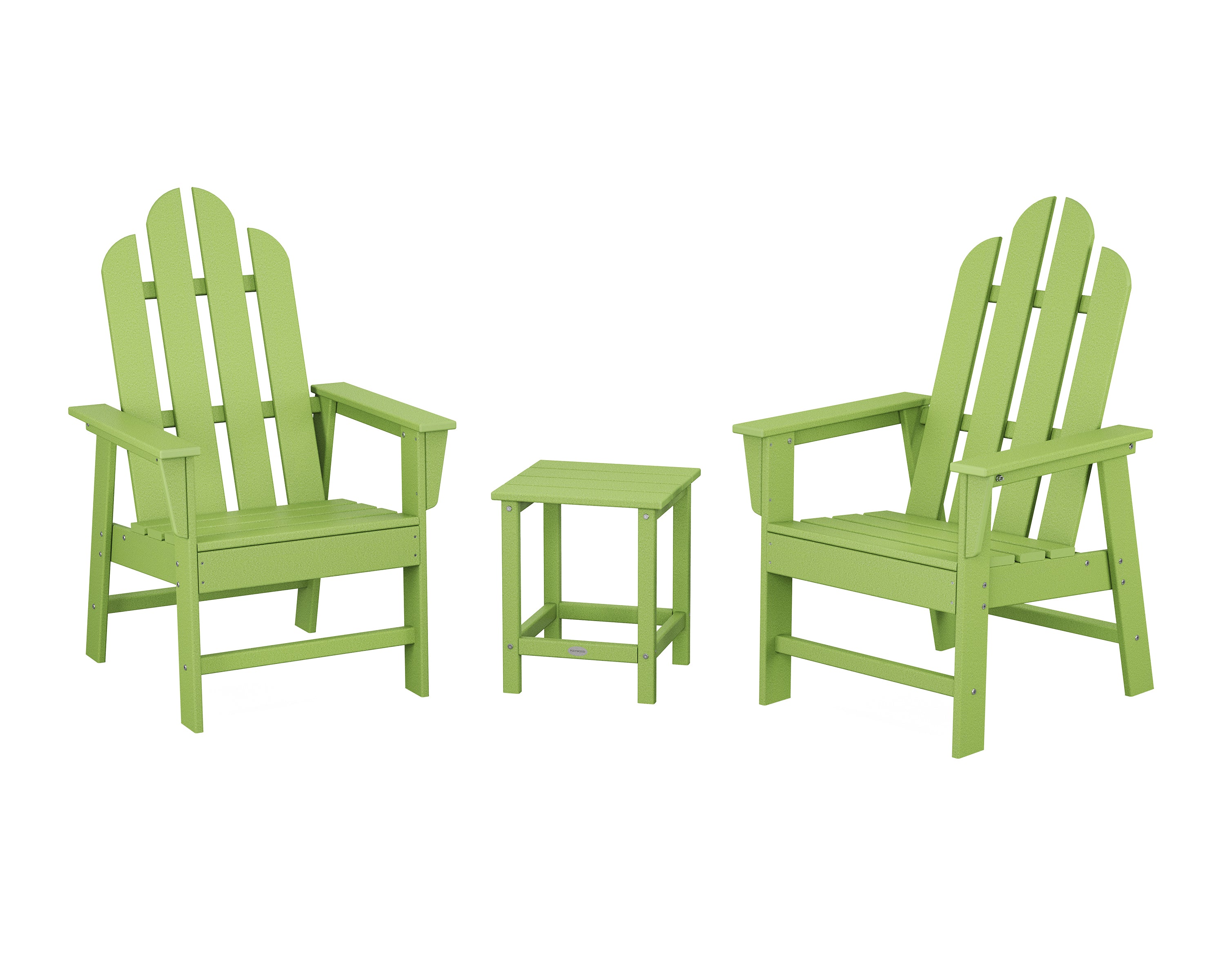 POLYWOOD Long Island 3-Piece Upright Adirondack Chair Set in Lime