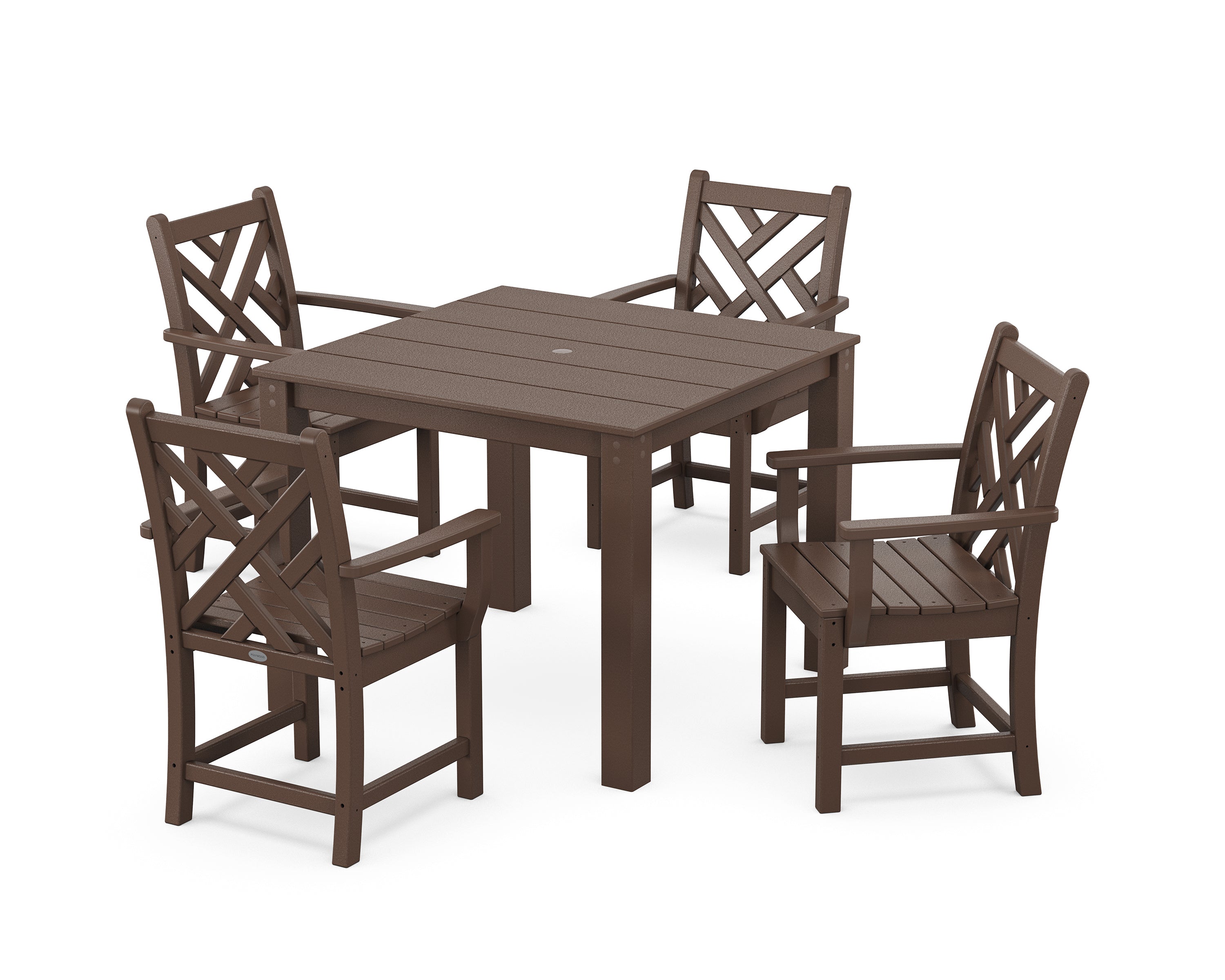 POLYWOOD Chippendale 5-Piece Parsons Dining Set in Mahogany