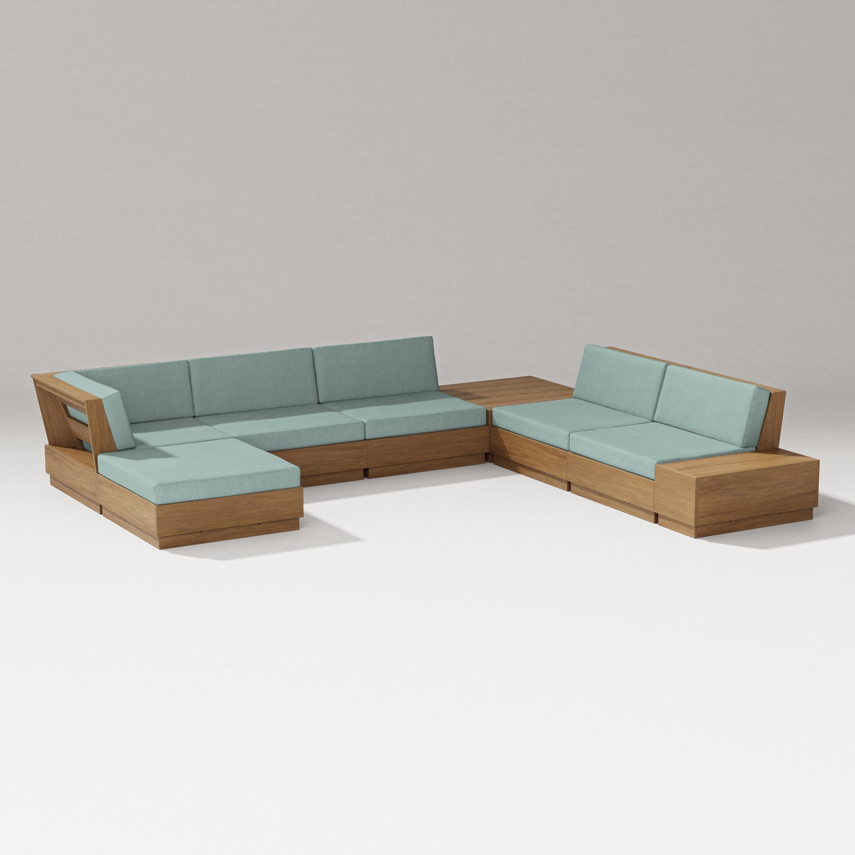 PW Designer Series Elevate 8-Piece Corner Sectional in Natural / Glacier Spa