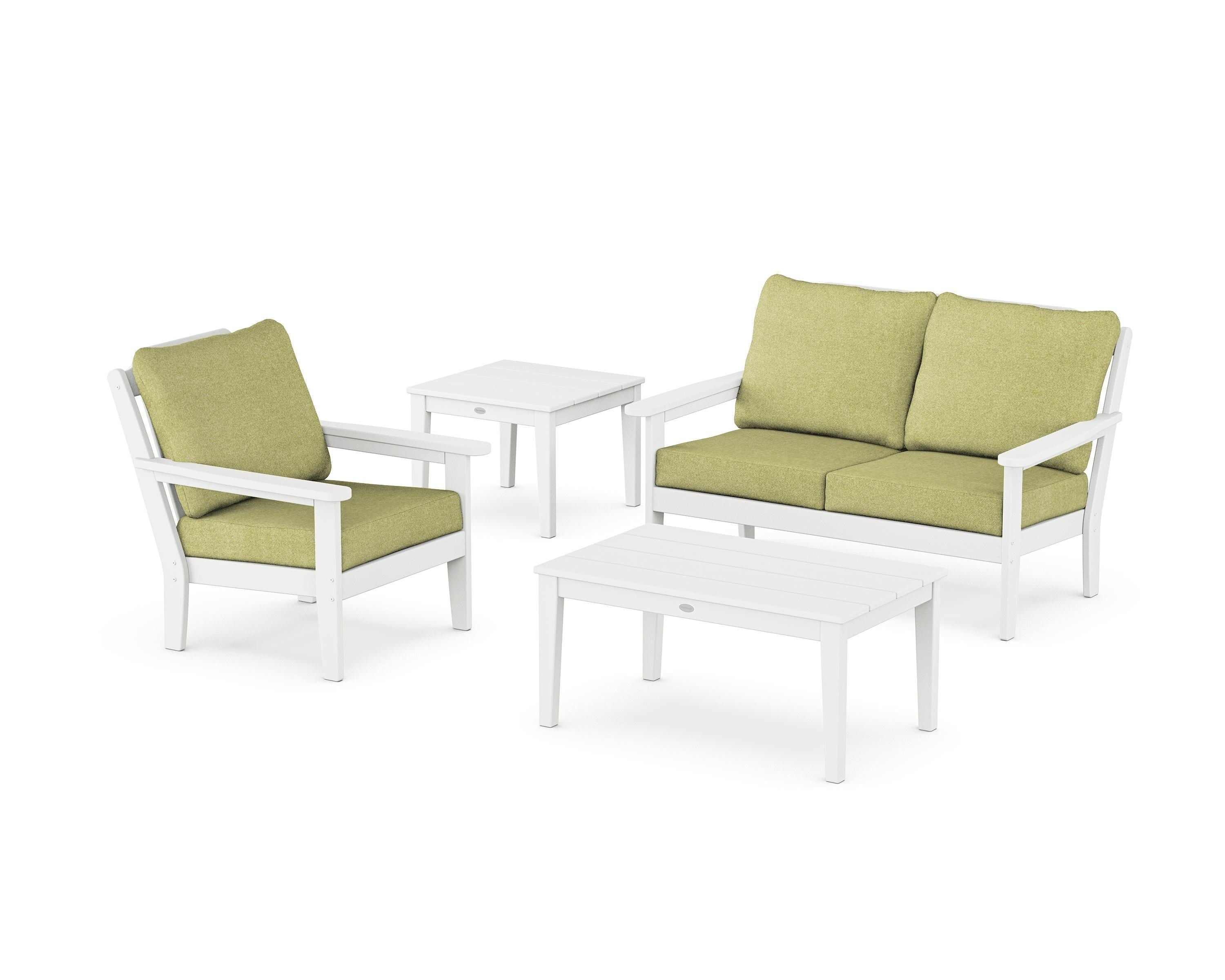 Country Living Wovendale 4-Piece Deep Seating Set in White / Chartreuse Boucle
