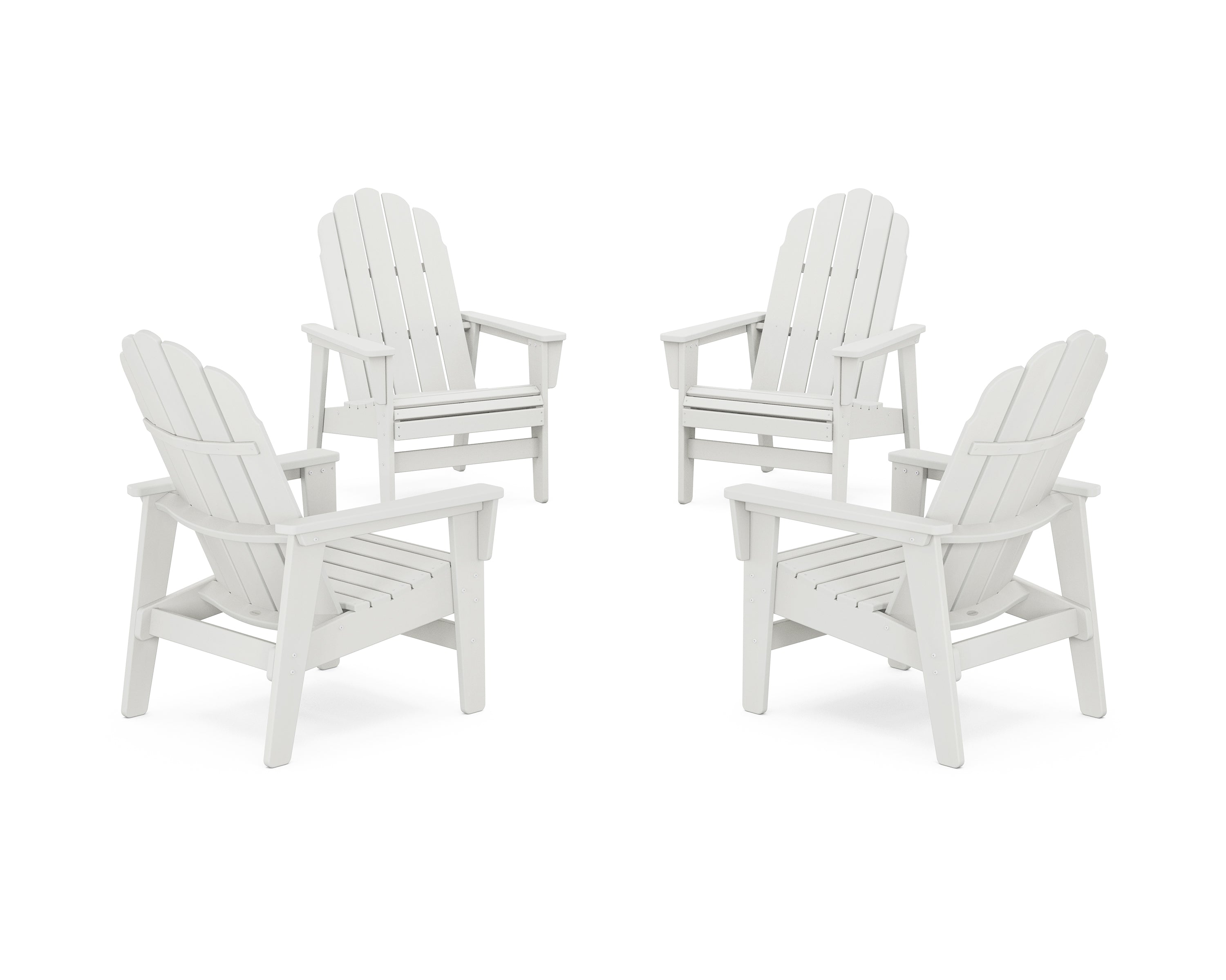 POLYWOOD 4-Piece Vineyard Grand Upright Adirondack Chair Conversation Set in Vintage White